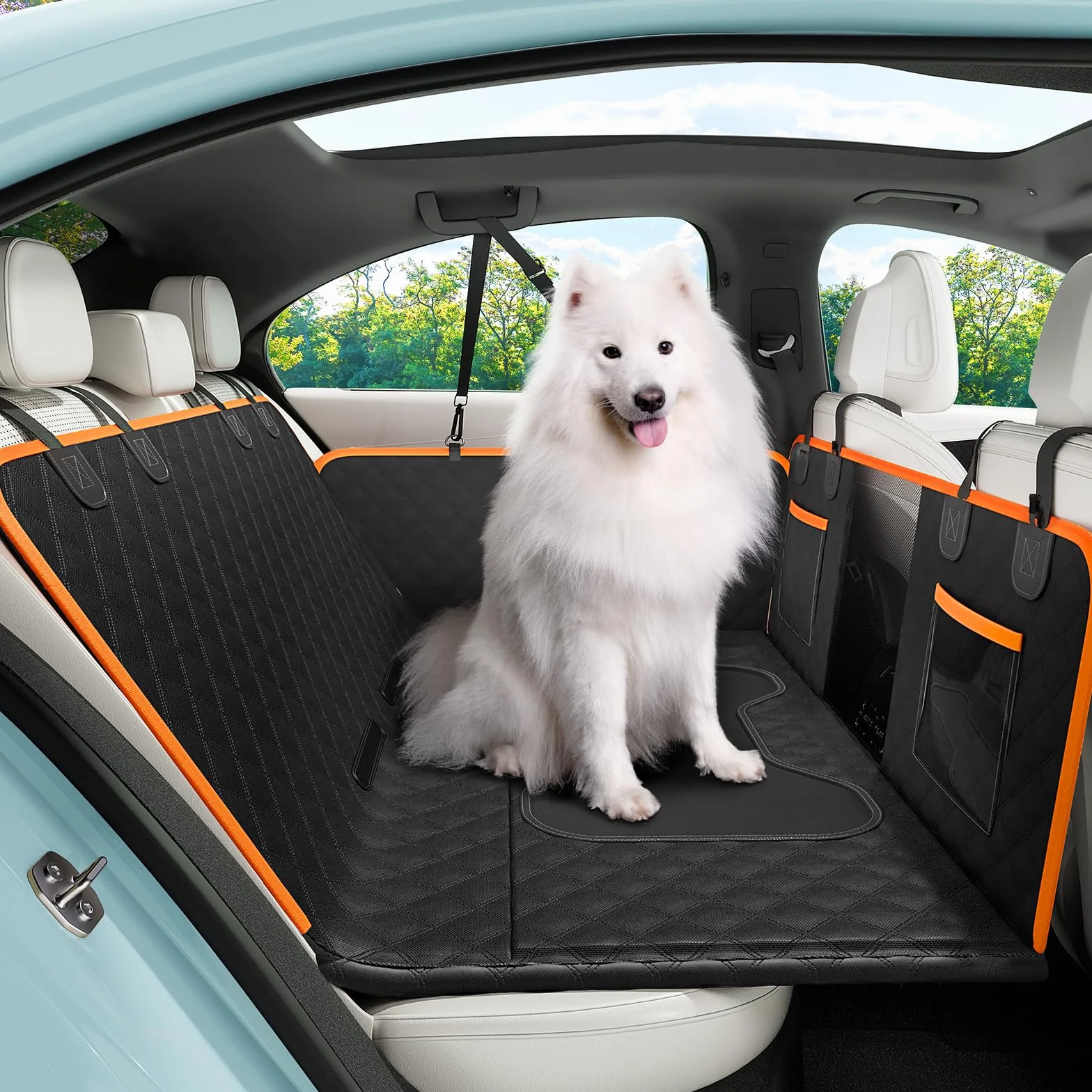 Pecute Extensor de Asiento de Coche para Perros,Funda de Asiento Trasero para Mascotas, para Viajes por Carretera,Almacenamiento en el Coche,Adecuado para SUV y Camiones,hasta 180 kg