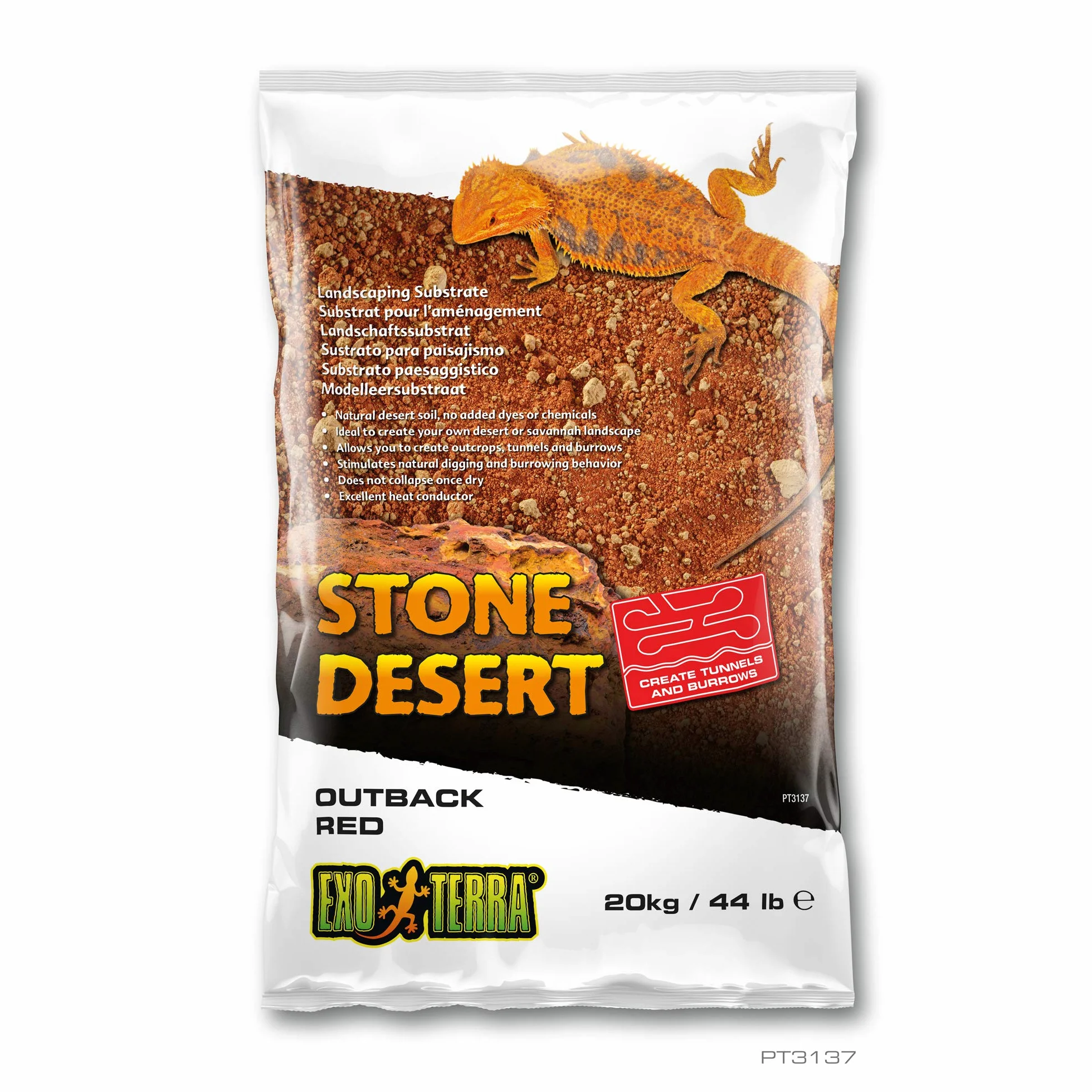 Exo Terra PT3137 Outback Red Stone Desert - Sustrato para terrarios (20 kg), Color Rojo
