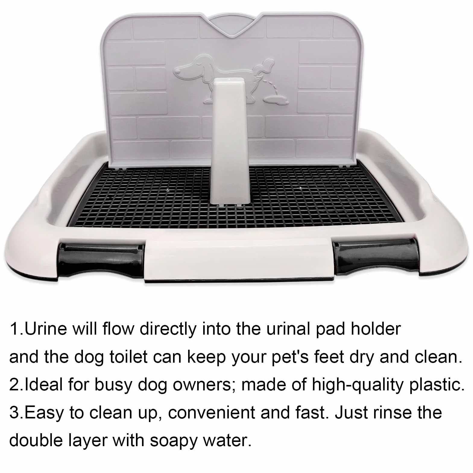 Inodoro para Perros, Inodoro para Entrenamiento de Cachorros en Interiores, Cerca para Ir Al Baño para Gatos, Bandeja para Orinar Programada para Perros, Caja de Arena para Inodoro para Perros(Negro)