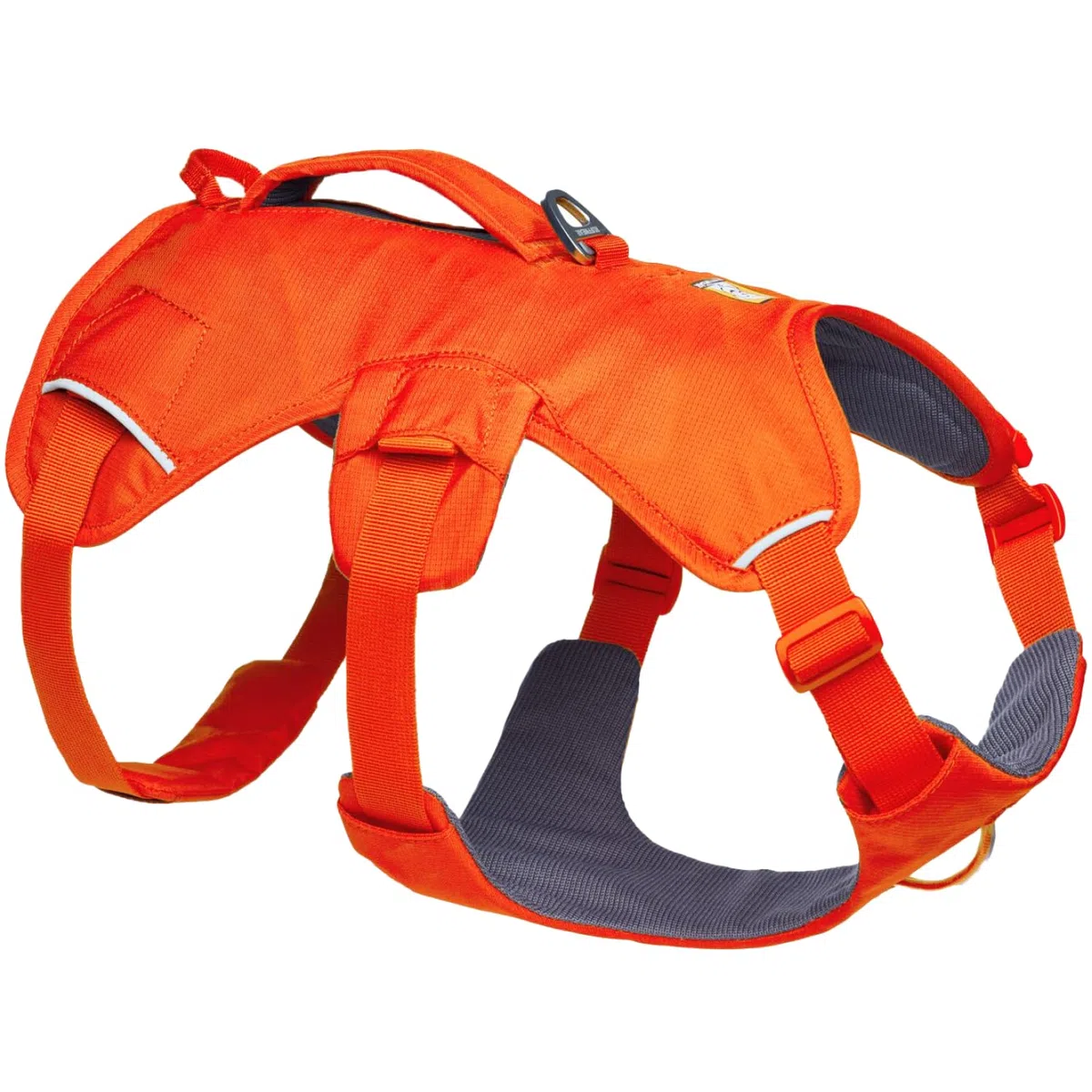 Ruffwear Web Master - Arnés para Perro, arnés Frontal en Y para Perro con asa y Hebilla Mejorada, Ajustable y Ligero para Paseos, antiescape, sin tirones, Transpirable y cómodo, Blaze Orange, L/XL