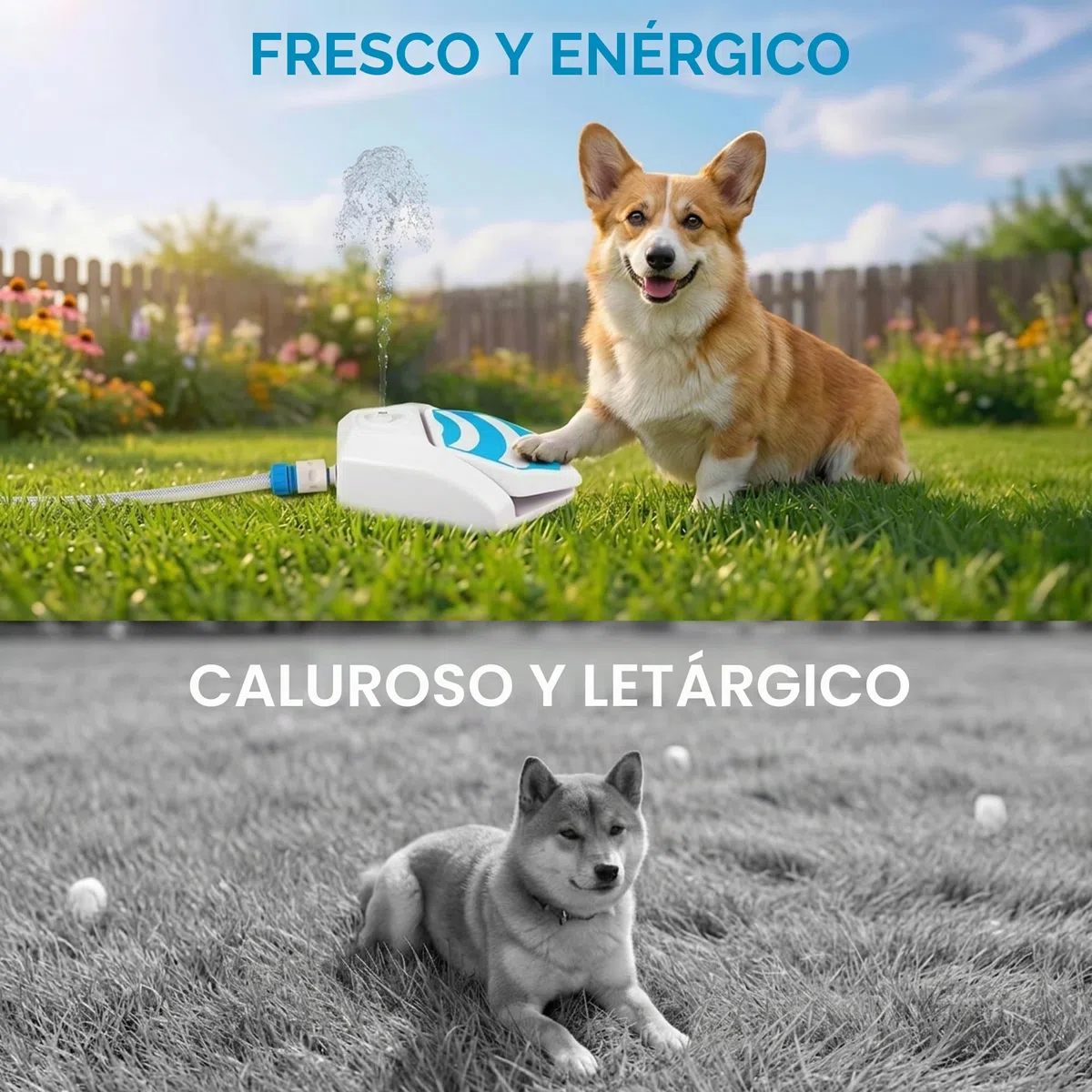 ALL FOR PAWS Fuente de Agua para Perros para Exteriores, Activada por Pata, Dispensador de Agua con Pisón, Fuente para Beber con Conector de Manguera para Jardín, Césped y Patio, Garden Water Fountain