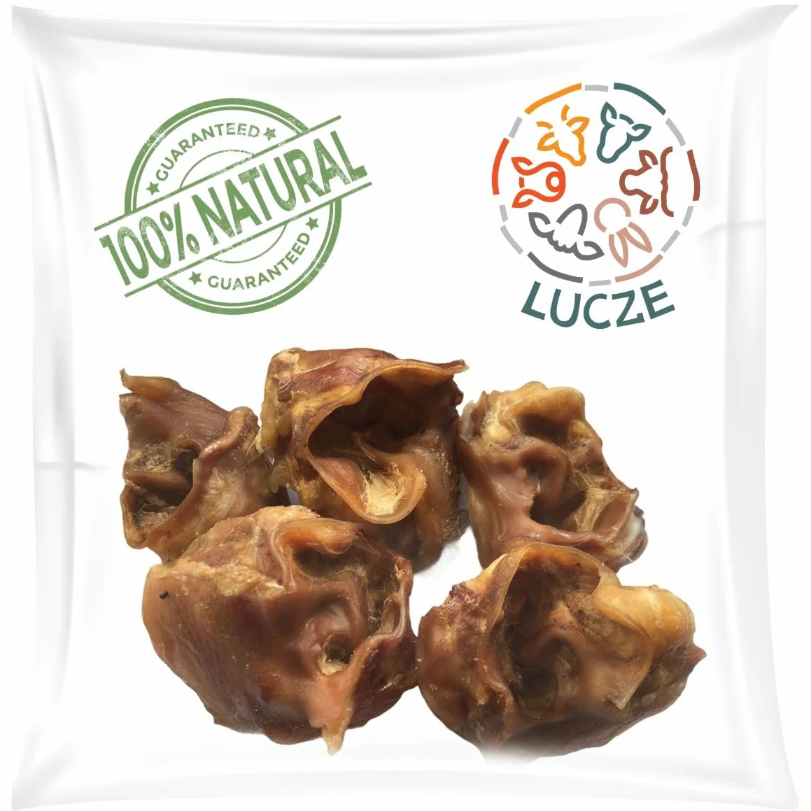 Orejeras de cerdo secas para perros, 5 kg, orejas de cerdo 100% naturales, aperitivos para masticar sin cereales y aditivos, artículos de masticación secados al aire directamente del fabricante. Lucze