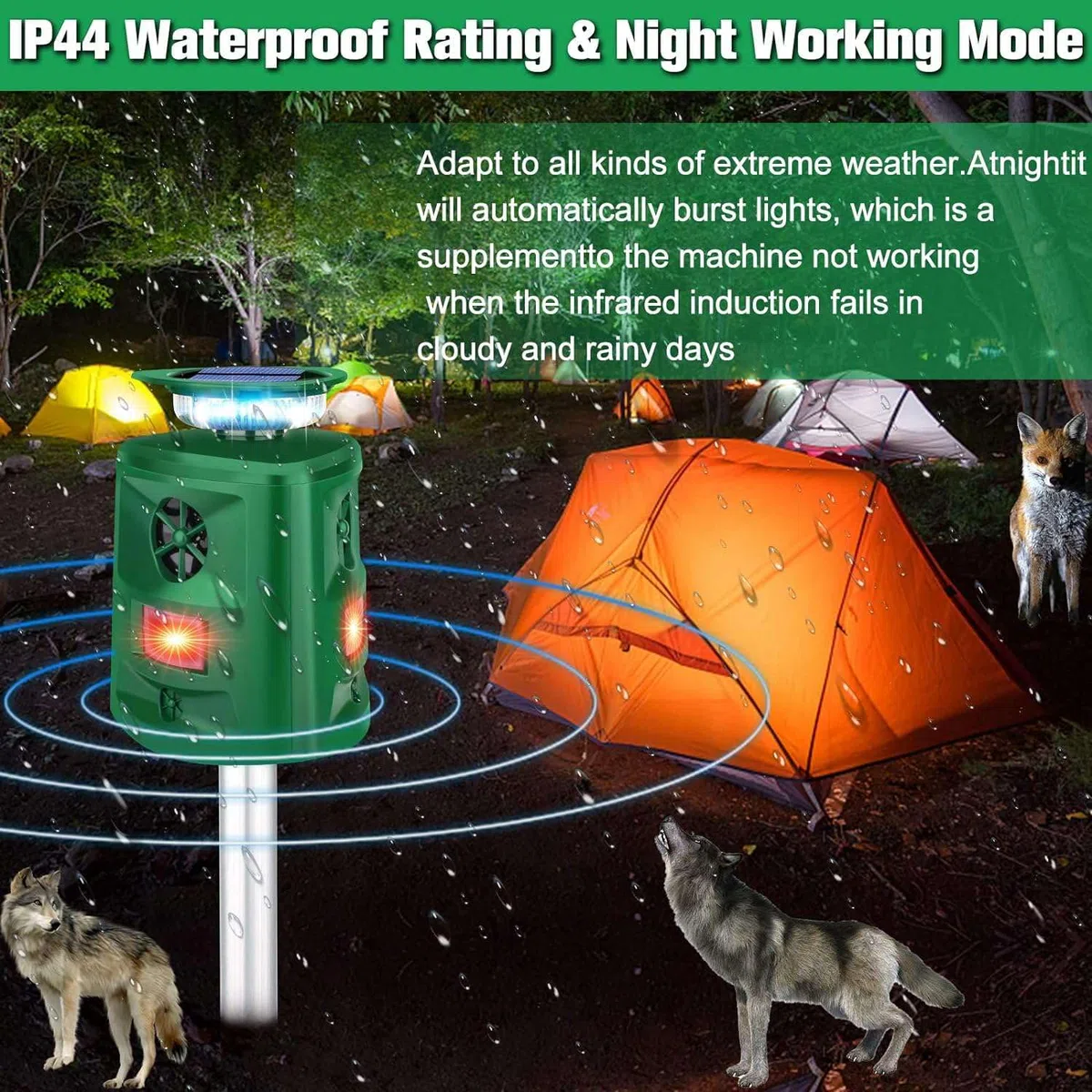 Repelente de Animales Ultrasónico Solar,Repelente de Gatos Al Aire Libre,Repelente de Animales Repelente con Sensor de Movimiento y Luces Intermitentes