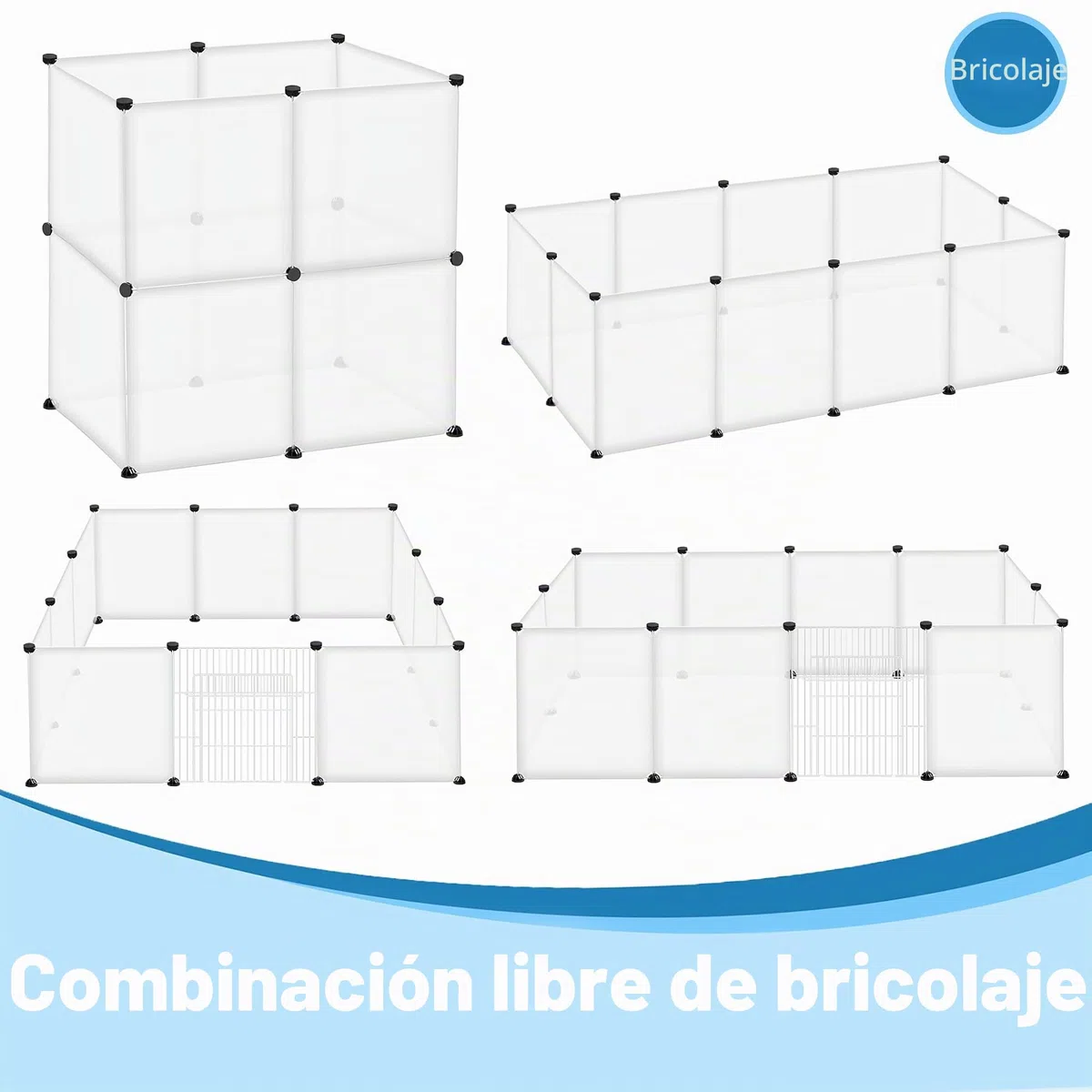 Recinto de malla metálica para animales pequeños, para conejos, cachorros, gatitos, hámsteres, cobayas, roedores, transparentes, 145 x 75 x 48 cm