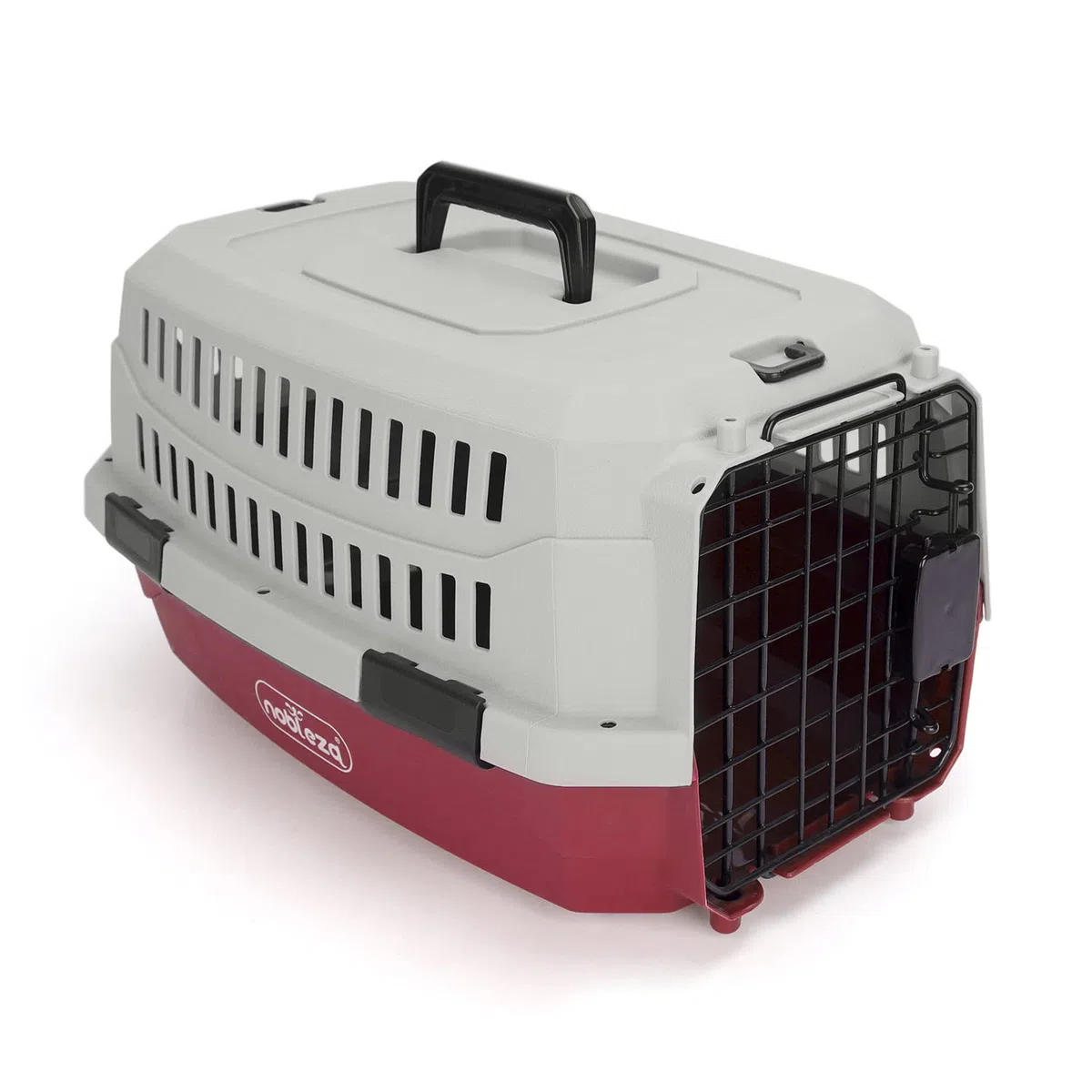 Nobleza - Transportin Gato Perro Grande, Transportin para Gatos Perro Portátil y Transpirable, Mascotas Perros Gatos Accesorios, Transportín de Plástico, 68x48x42 CM, Rojo & Gris