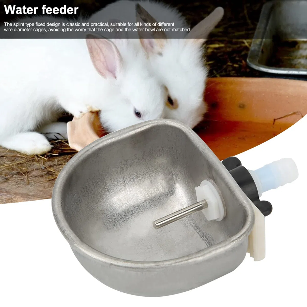 10 Unidades de Comedero de Agua para Conejos, Resistente a la Masticación, Jaula Automática para Bebederos de Conejos, Cuenco para Beber con Tetina de Acero Inoxidable, para Todo