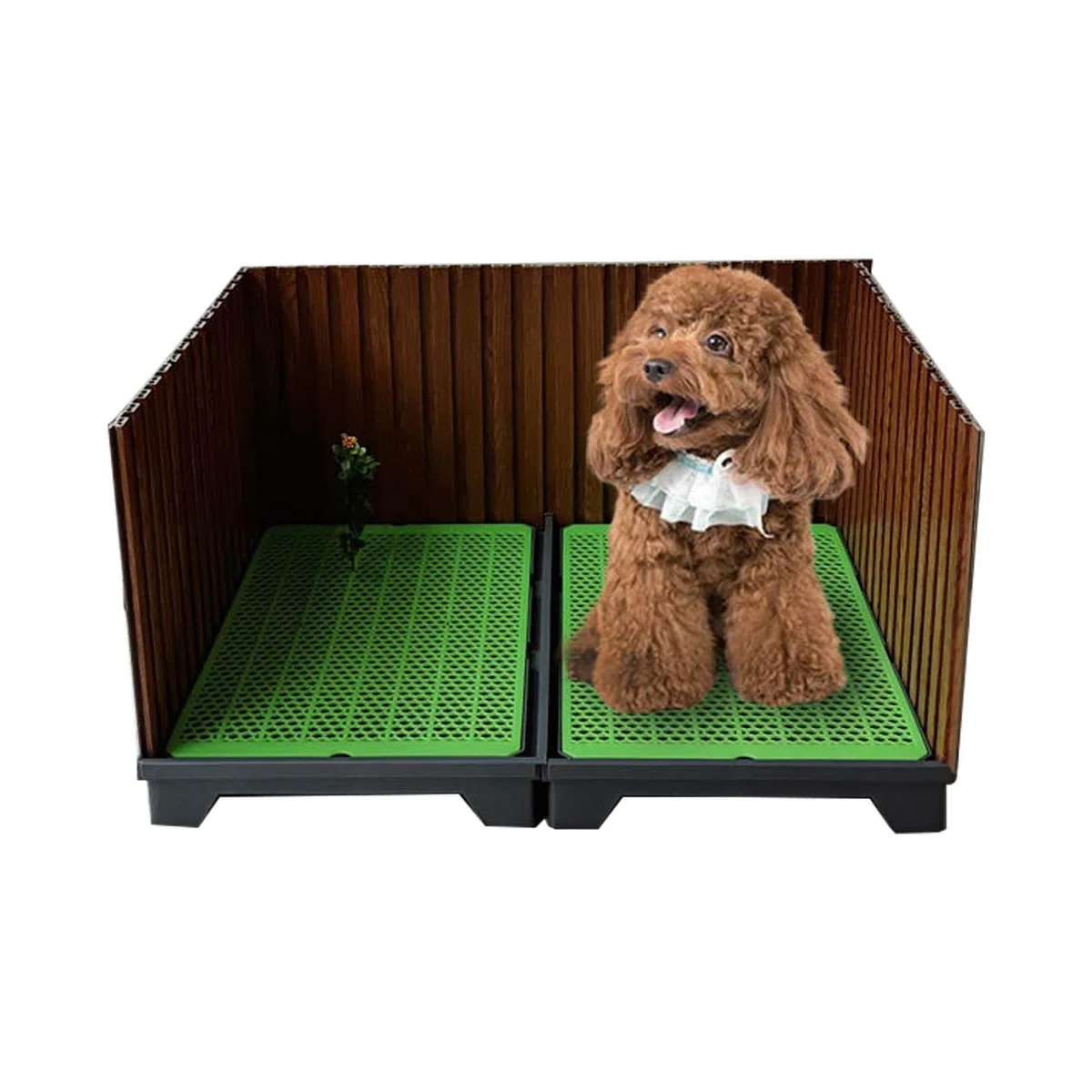 Inodoro para Perros, Valla de Tres Lados, micción automática, tamaño 45 * 60cm, Color Verde (B)