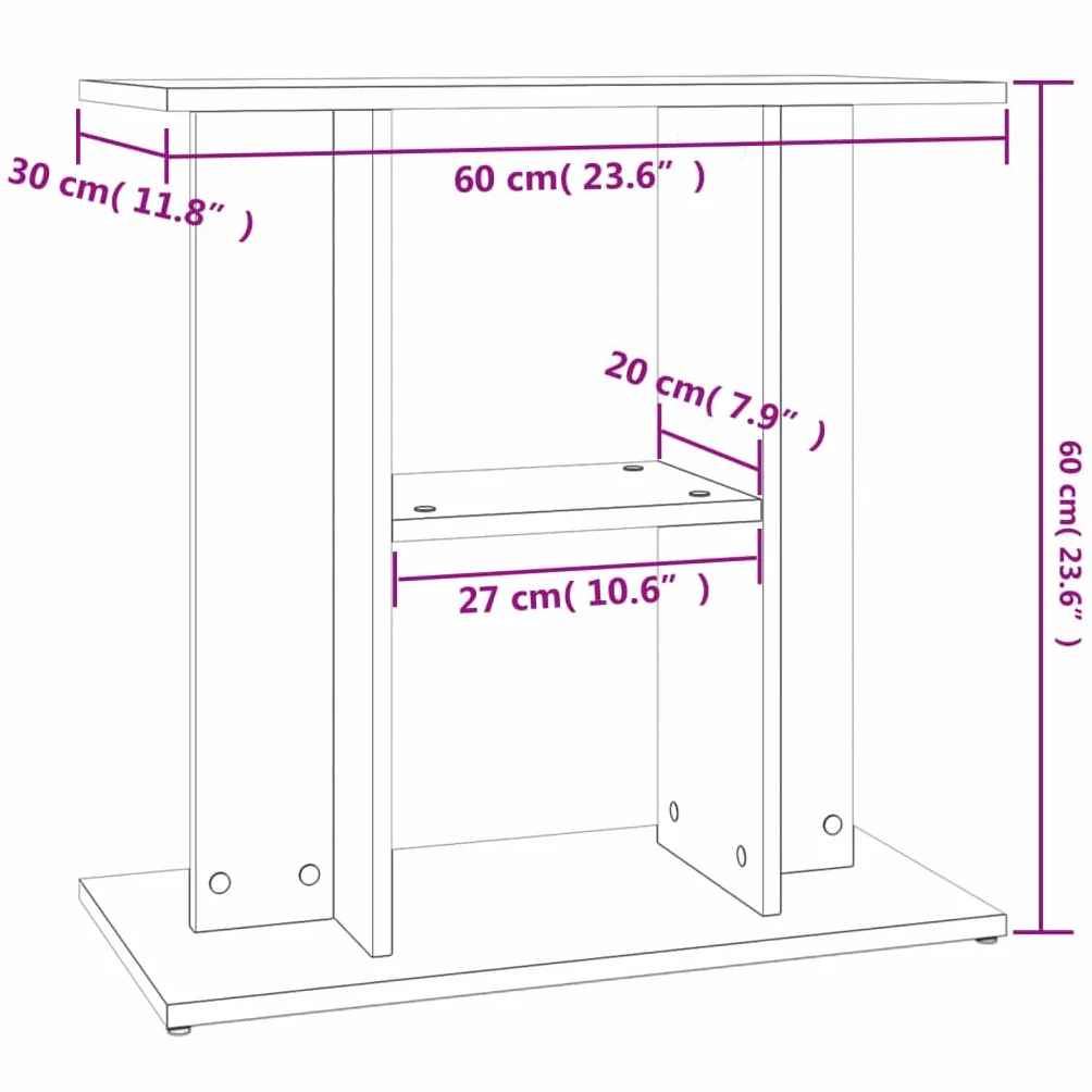 vidaXL Soporte para Acuario Madera ingeniería Gris hormigón 60x30x60cm