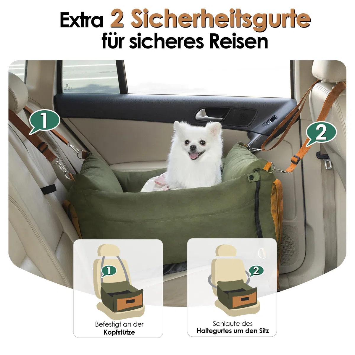 Asiento para perros para coches para perros pequeños de menos de 15 kg, cesta portátil para perros con área de descanso extensible, asiento de viaje para mascotas extraíble y lavable con