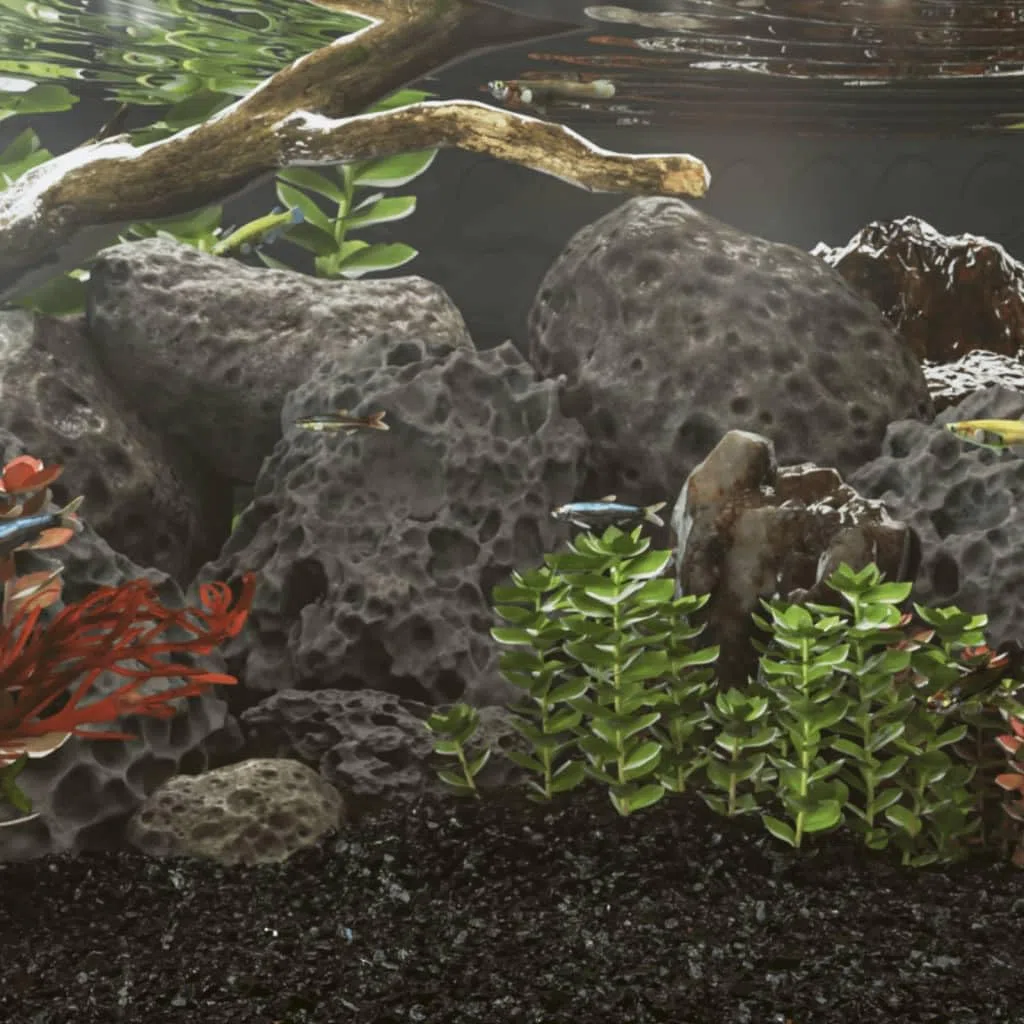 vidaXL Rocas Volcánicas, Piedras de Pecera, Piedras Decorativas para Acuario Tanque, Rocas para Paisajes Submarinos, Negras 10 kg 10-30 cm