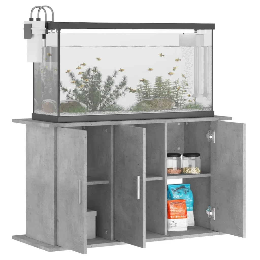 IKAYAA Mueble para Acuario 101 x 41 x 58 cm Soporte para Acuario Soporte para Tanque de Reptiles con Gabinete de Almacenamiento para Salón, Oficina, Recepción, Gris hormigón