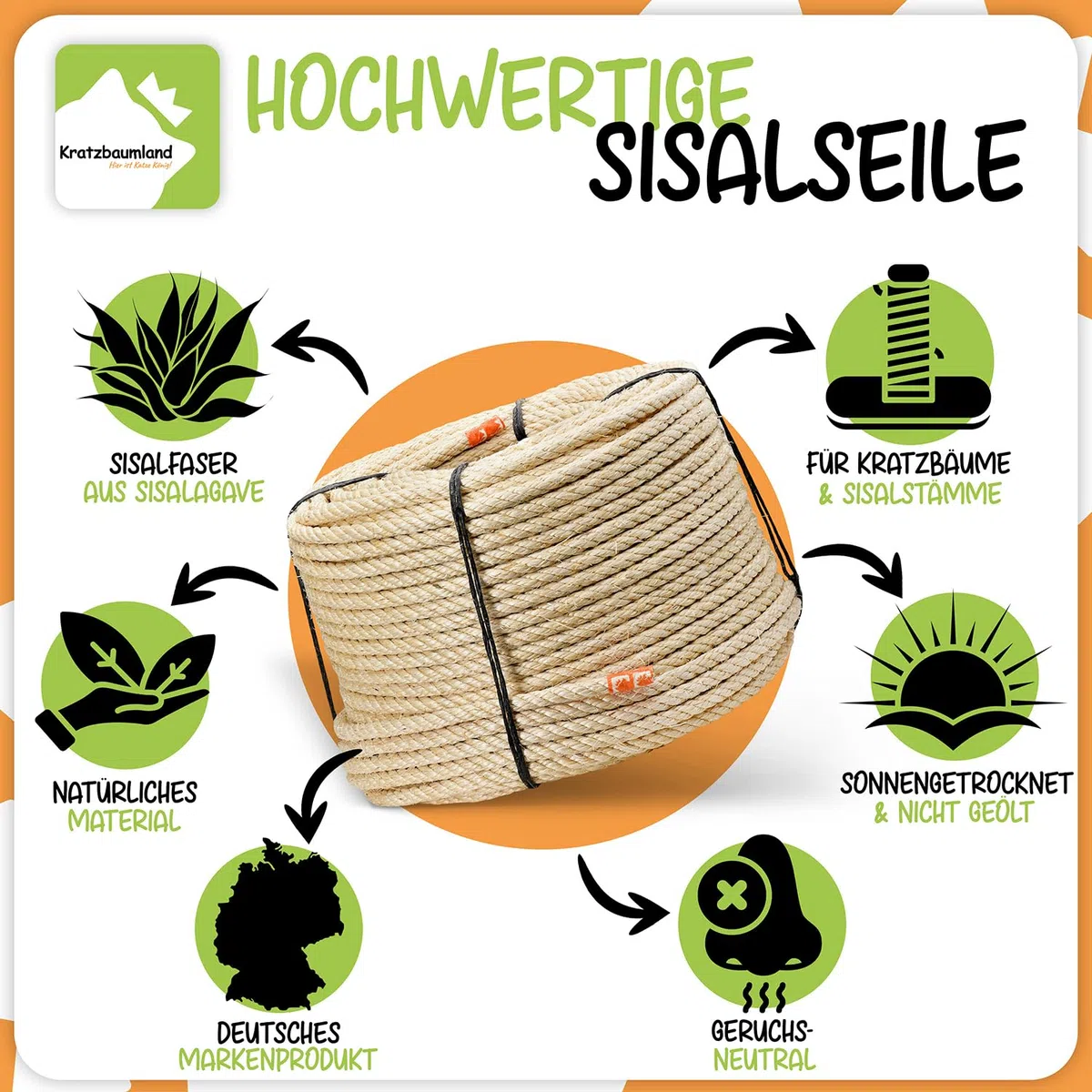 Cuerda de sisal de 10 mm para rascar, cuerda de árbol de gato (diferentes longitudes).