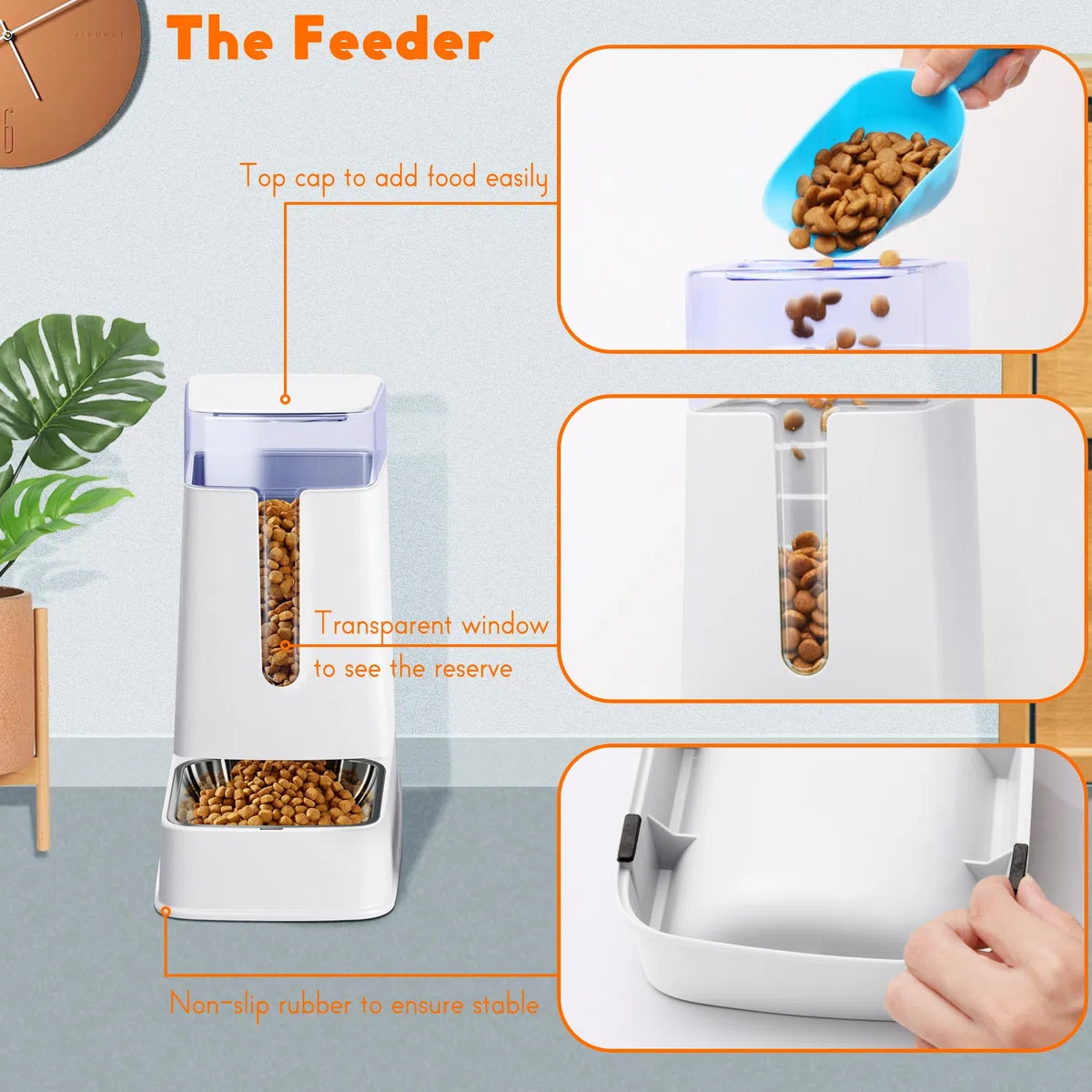Juego de dispensador de Comida para Gatos y dispensador de Agua para Gatos con Cuencos de Acero Inoxidable, comedero por Gravedad para Perros pequeños, medianos y Grandes, Mascotas