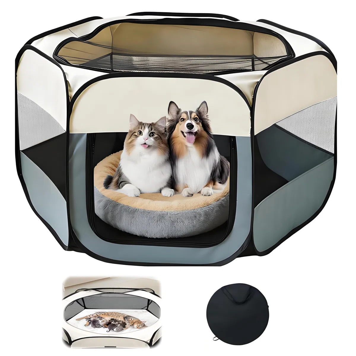 Parque para Perros 105 x 105 x 60 cm Plegable Corralito para Perros Portátil Jaula Perro Ideal para el Adiestramiento el Descanso y Las Salidas al Aire Libre de Cachorros Gatos y Conejos