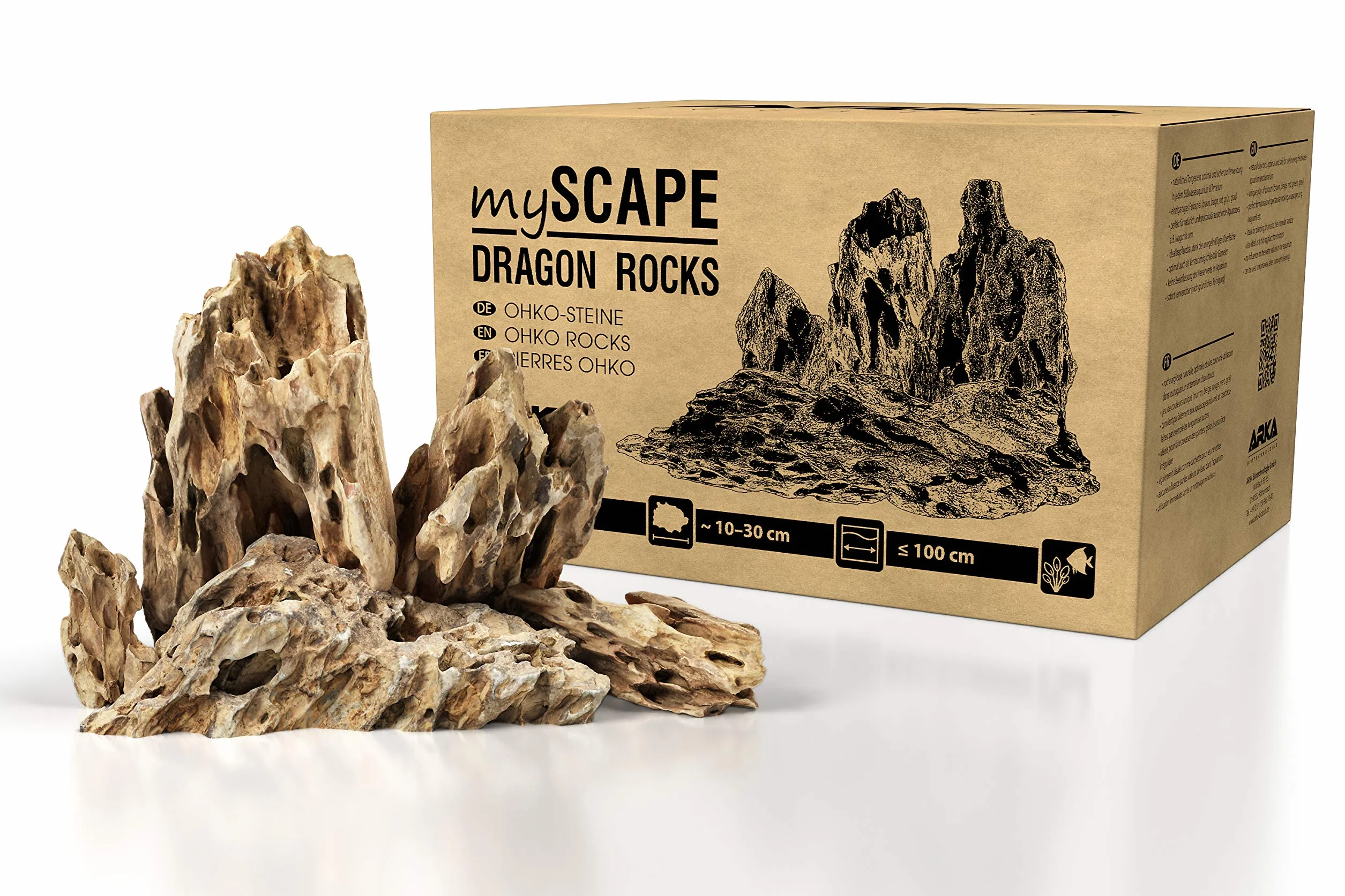 ARKA Set Rocas Dragon 10 kg mySCAPE – Piedras Naturales 10–30 cm para Nano aquascaping y paisajes creativos – aptas para acuarios Dulces pequeños – decoración plantable sin Bordes ni químicos