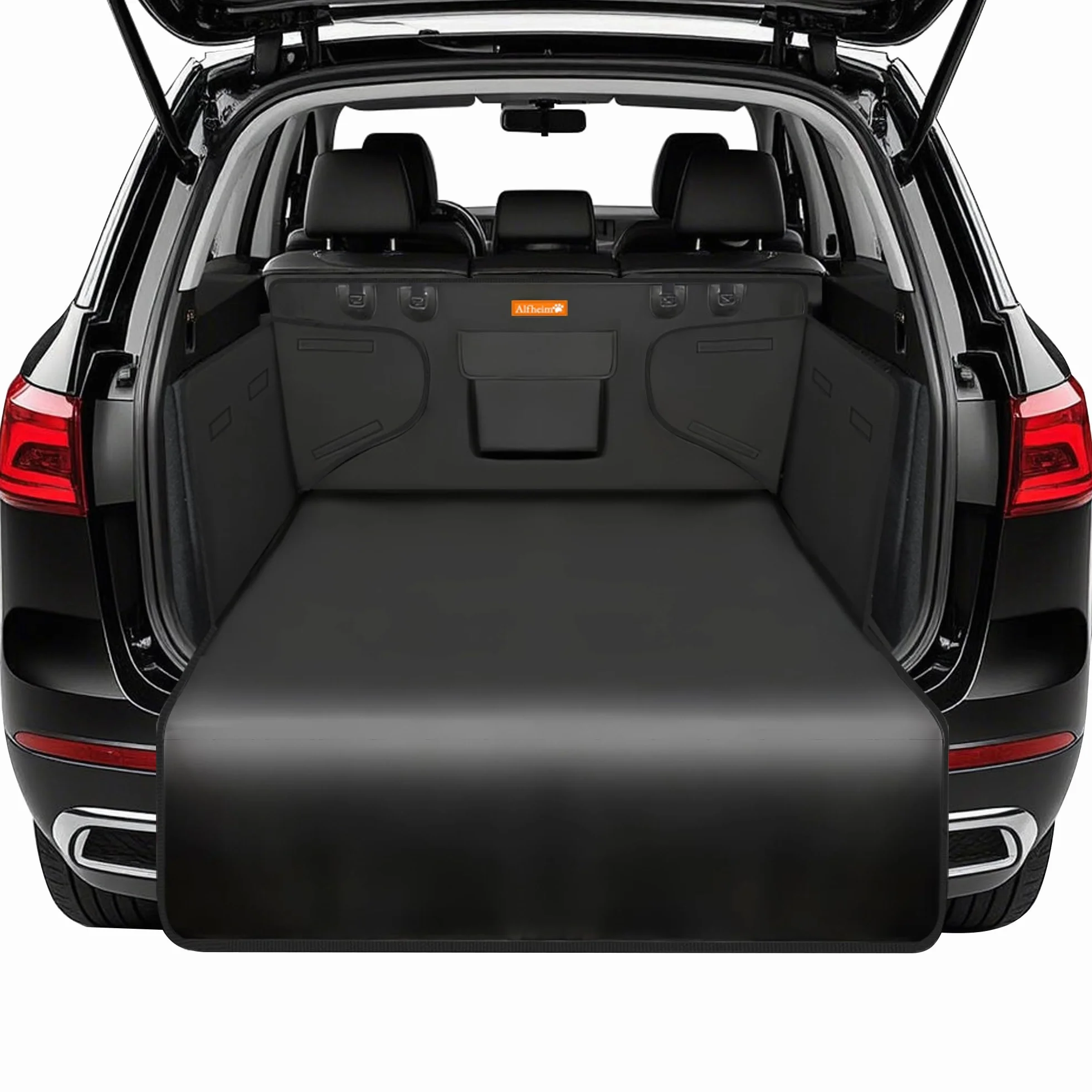 Alfheim Funda para Maletero de Coche para Perros - Protector de Asiento Antideslizante Impermeable para Mascotas - Se Adapta a vehículos utilitarios Deportivos medianos y pequeños, Negro