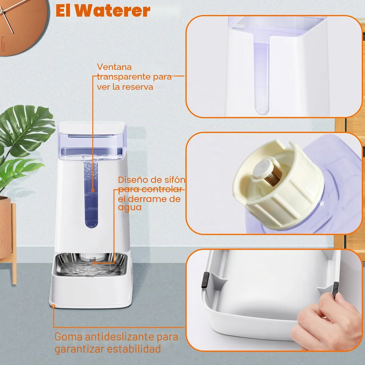 Juego de dispensador de Comida para Gatos y dispensador de Agua para Gatos con Cuencos de Acero Inoxidable, comedero por Gravedad para Perros pequeños, medianos y Grandes, Mascotas