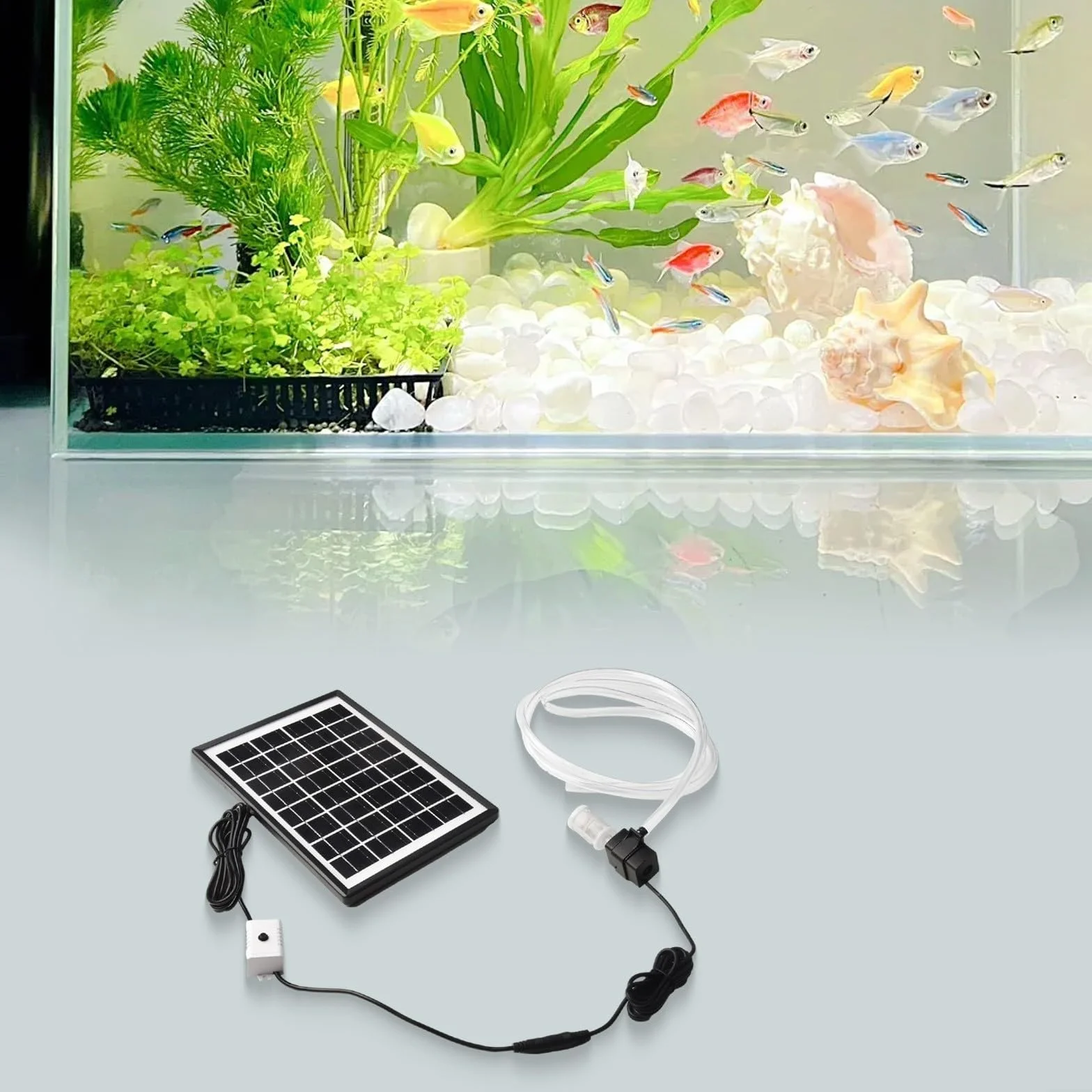 HpLive - Bomba de agua solar (6 W, 9 V, panel solar, 12 V, bomba sumergible, caudal 240 L/h, para acuario, estanque, fuente, con manguera de 2 m y filtro