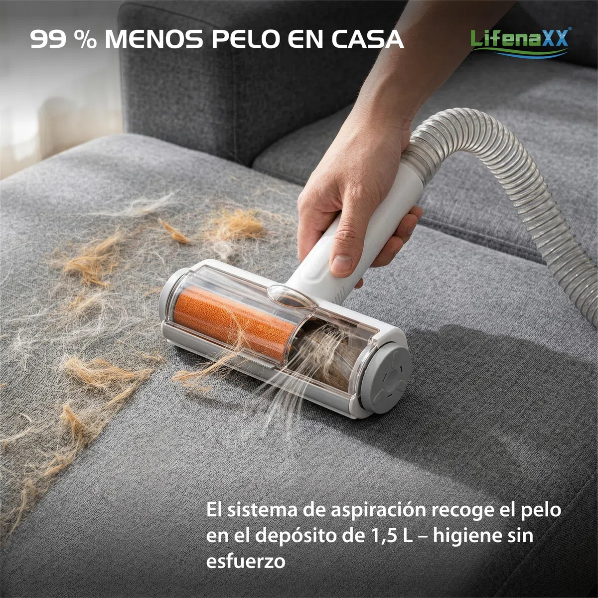Lifenaxx Cortapelos para Mascotas 6 en 1 con Aspirador – Kit de Peluquería Silencioso para Perros y Gatos, Cortapelos Eléctrico con 6 Peines, Cepillo Desenredante, Cabezal de Masaje - LX-052