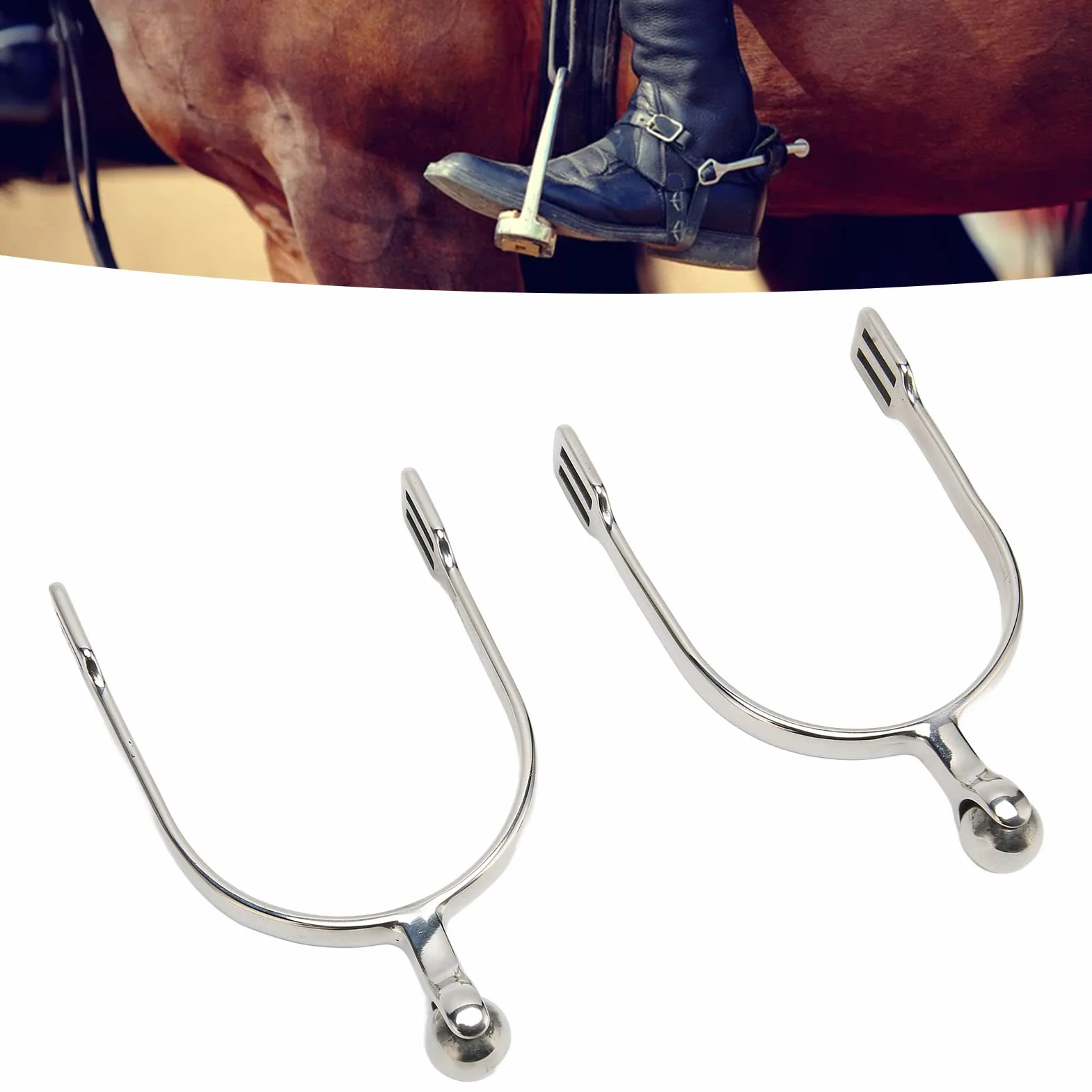 Fockety Espuelas Inglesas, Espuelas de Acero Inoxidable para Caballos con Bola Rodante, Espuelas para Bota de Caballo Espuelas de Equitación para Mujer para Entrenamiento de Caballos