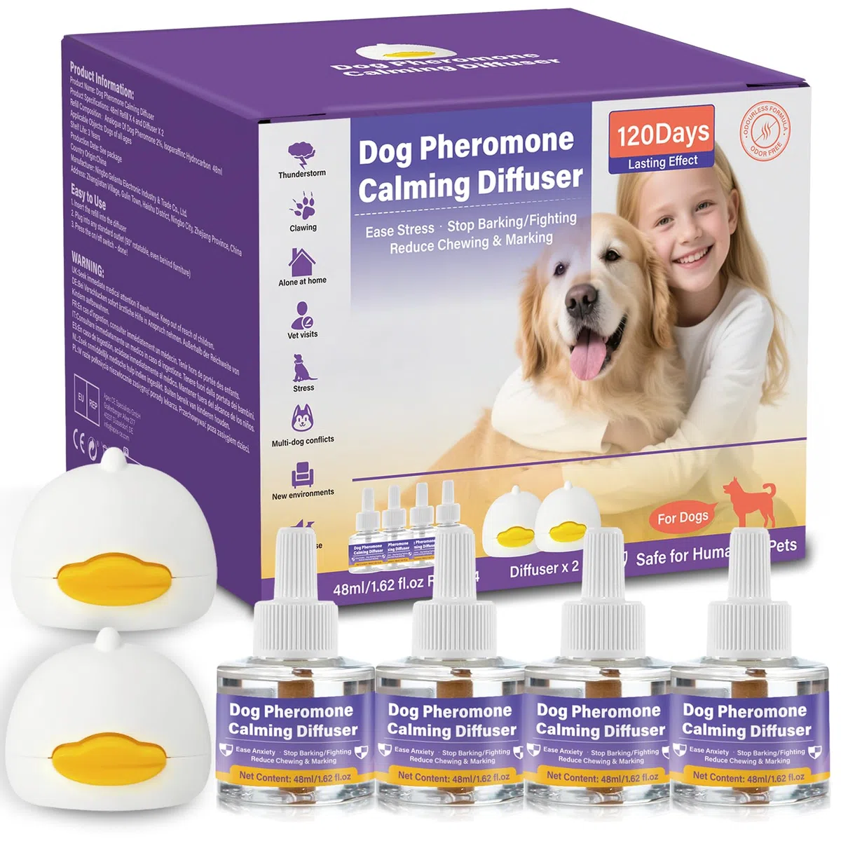 SLE Feromonas para Perros,Difusor Calmante para Perros Difusor, Gato Perros ArañAzos Soluciona Cambios Marcaje Orina, Reduce los Ladridos (2 Difusores + 4 Recargas)