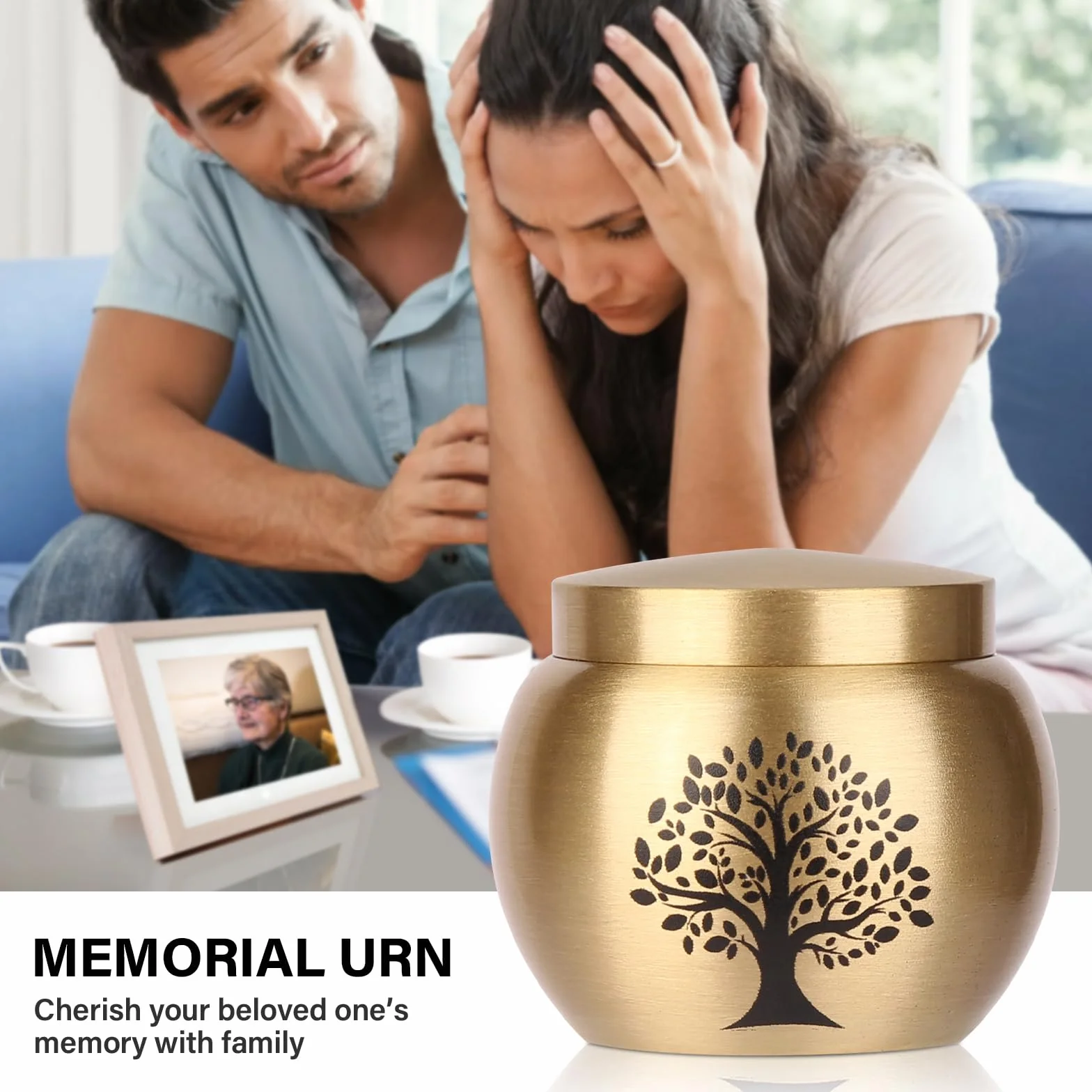Juego de 2 urnas pequeñas para Cenizas humanas, Mini urnas de cremación para Cenizas humanas o Mascotas, decoración de árbol de la Vida para Adultos, Mujeres, Cenizas de Mascotas Masculinas