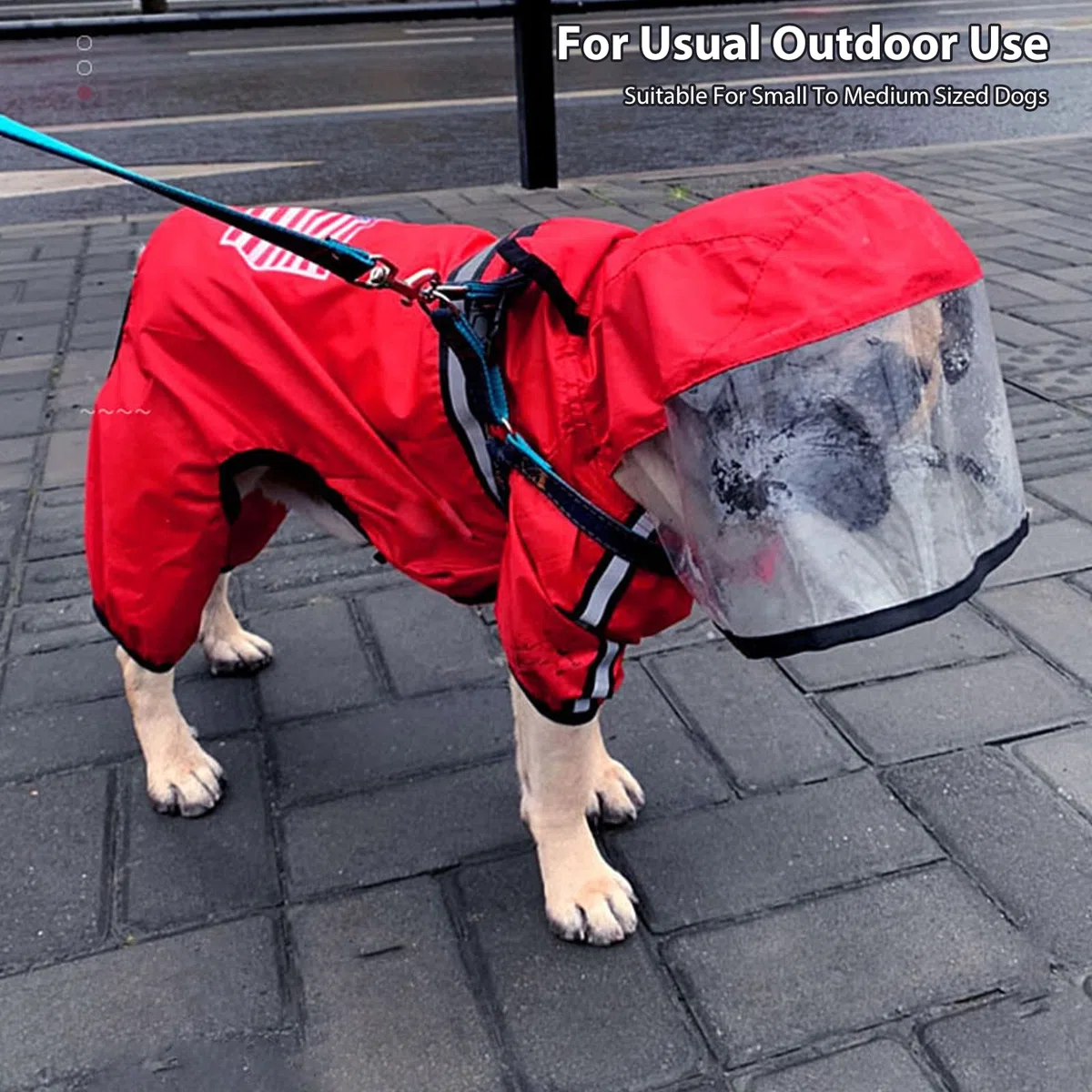 PETCUTE Chubasquero para Perros con Capucha,Impermeable para Perros con Collar Agujero y Tiras Reflectoras Seguras,Chaqueta para Cachorro Resistente al Agua para Perro Pequeño Medianos