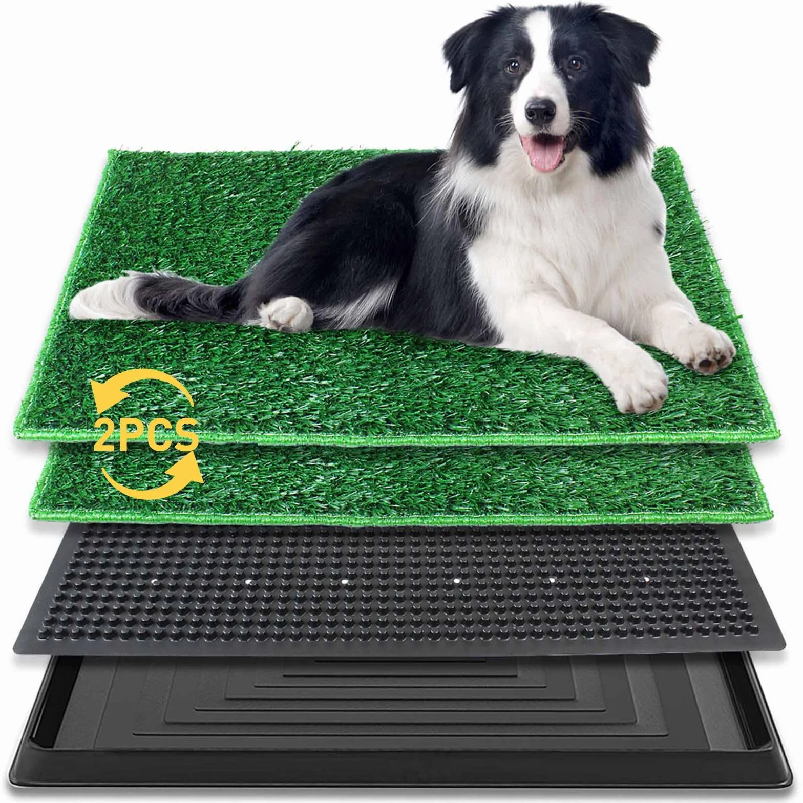 BRIAN & DANY 76 X 51cm Inodoro para Perros de Césped Artificial, Meadero para Perros con 2 Tapete de Césped para Reemplazar