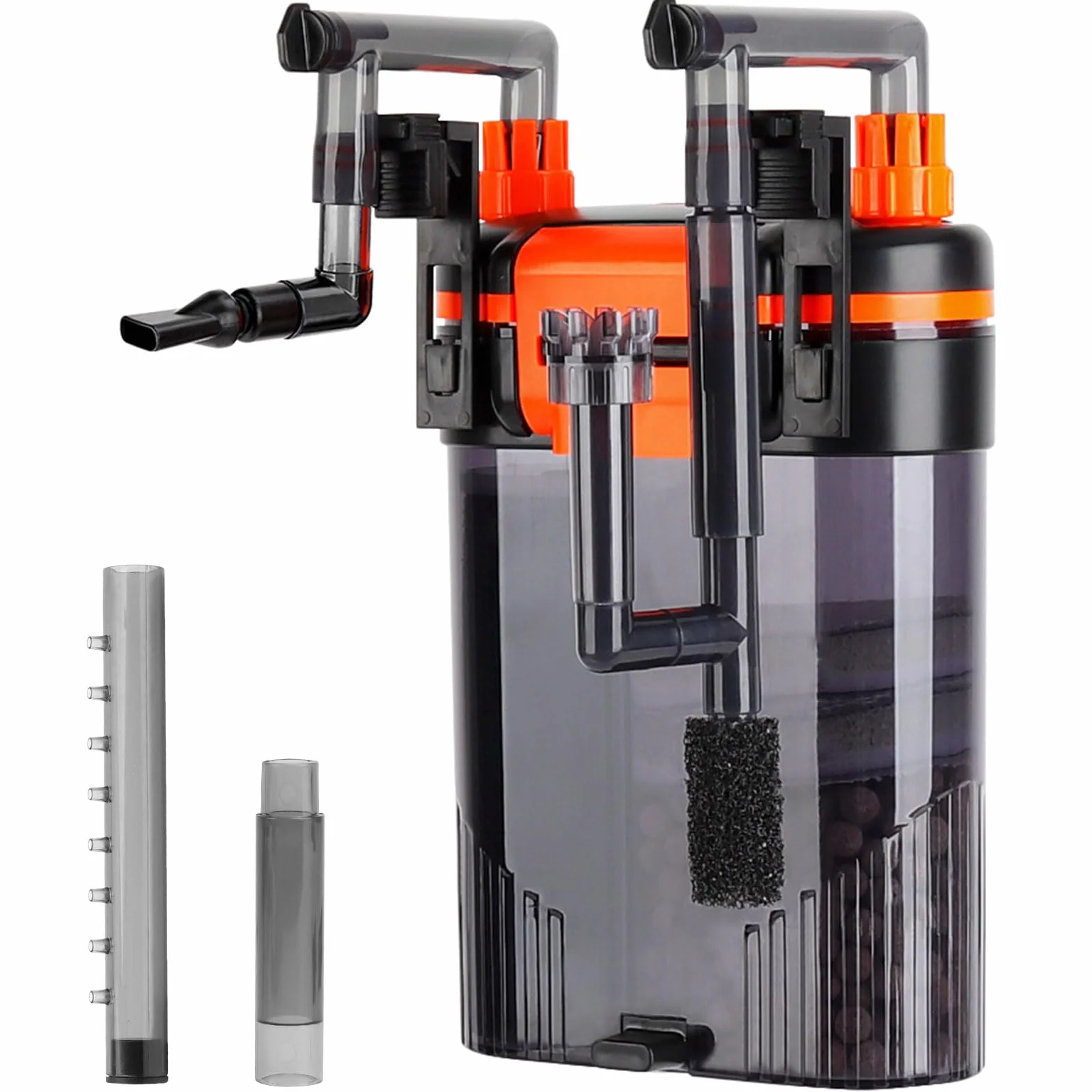 Hygger Filtro Acuario, 380 L/H 6W Filtro Acuario Extern, Silencioso Filtro Acuario Mochil con Boquilla de Pico Pato Salida de Tubo Ducha, Ajustable Aquarium Filter para Tanque de 40-75L