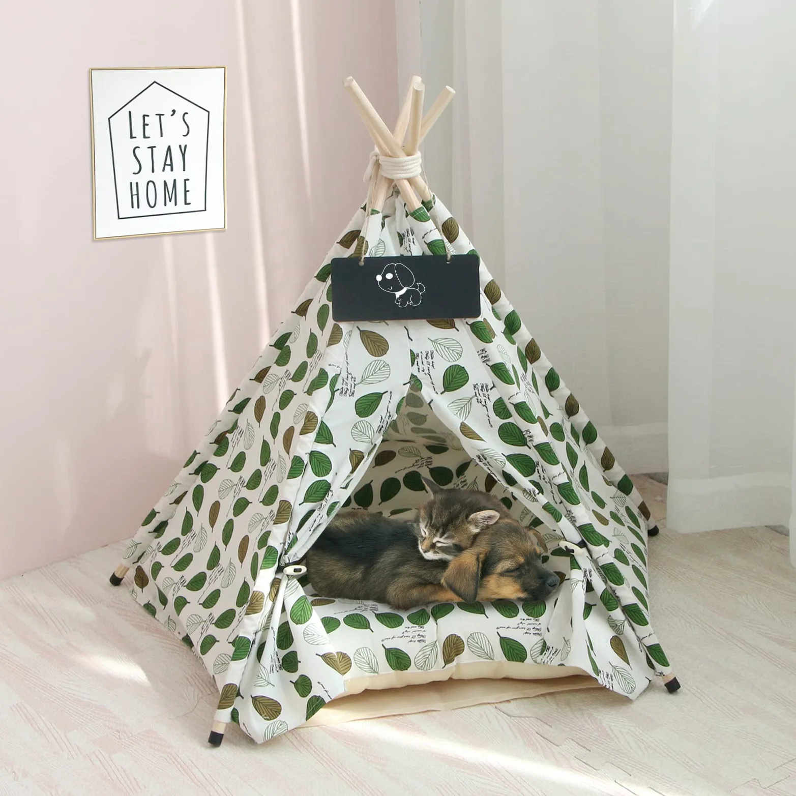Tienda Tipi para Mascotas para Perros y Gatos,Tipi para Mascotas con Almohada Desmontable y Lavable Plegable,Caseta para Perros，Caseta para Perros
