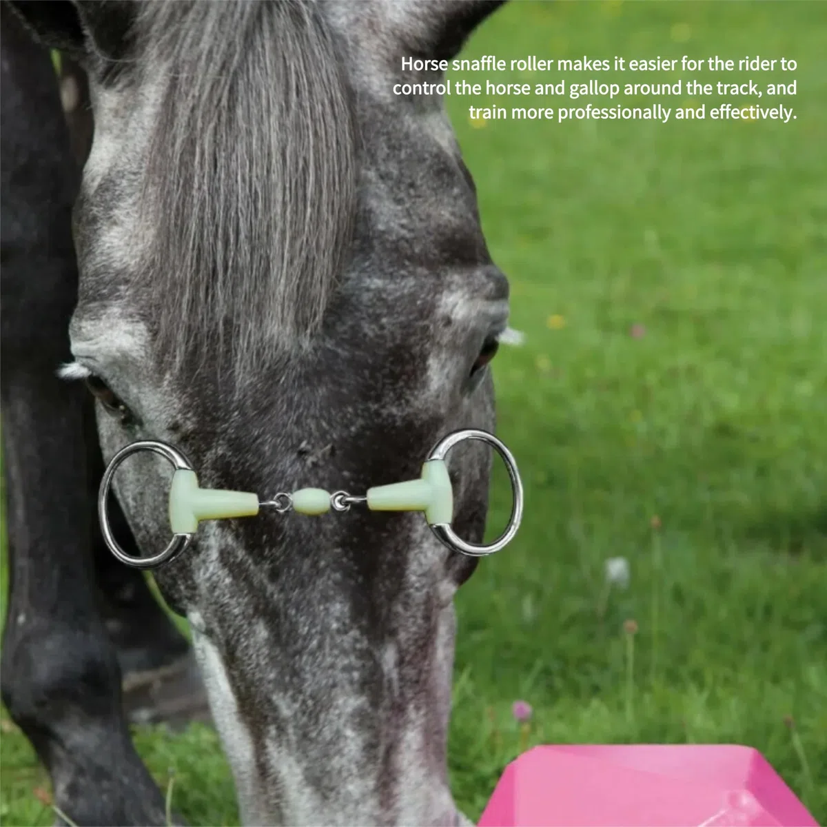 Broca de Caballo de Acero Inoxidable Sabor a Manzana, Broca de Boca de Caballo Envuelta en Goma para Horas de Entrenamiento de Carreras, Puntas de Boca Feliz para Caballos,