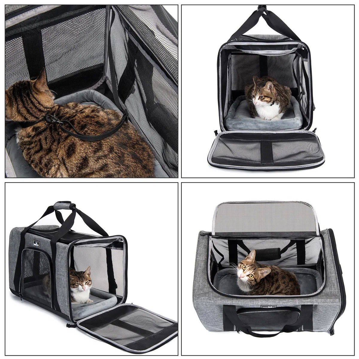 Wakytu Transportador de Mascotas para Gatos pequeños, Bolsa de Viaje para Perros con ventilación Adecuada, 5 Ventanas de Malla, 3 entradas, Cremalleras de Seguridad de Bloqueo, Hombro Acolchado y