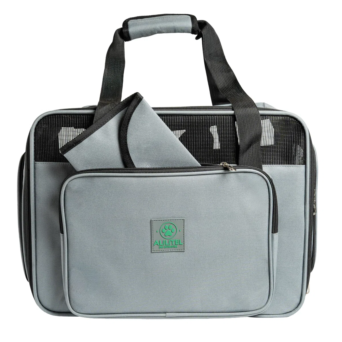 Transportin Gato Perro, Mochila Transporte para Mascotas, Transportin Transpirable con Asas y Correa de Hombro, Incluye Organizador de Documentos
