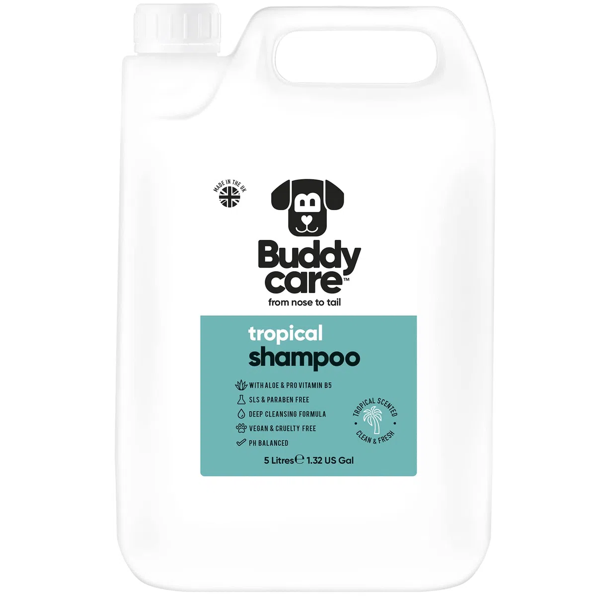 Buddycare Champú para Perros | Champú de Limpieza Profunda para Perros | con Aroma Tropical | con Aloe Vera y Pro Vitamina B5 Tropical 5L