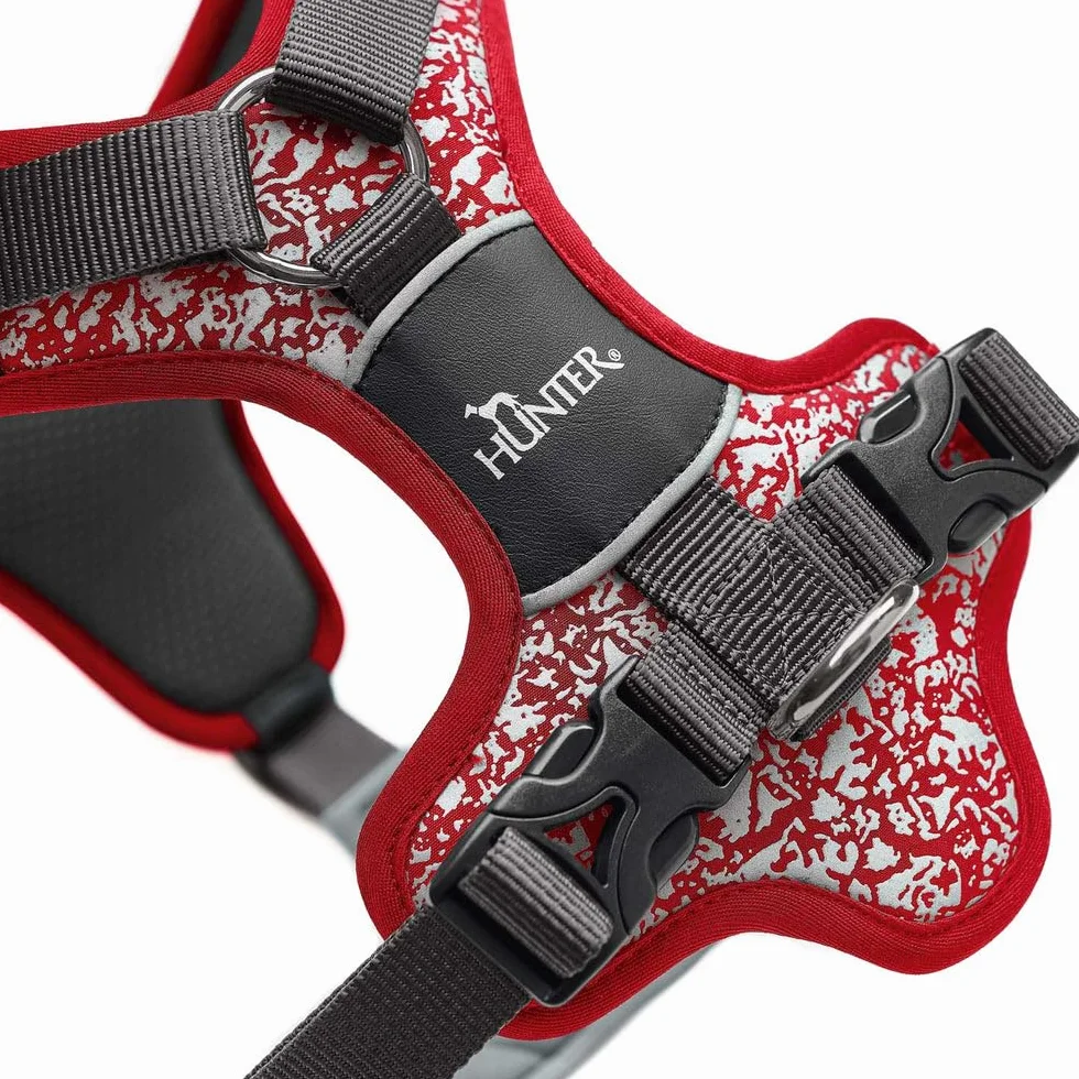 Arnés para Perro Hunter Divo Rojo Gris Reflectante Talla L (72-100 cm)