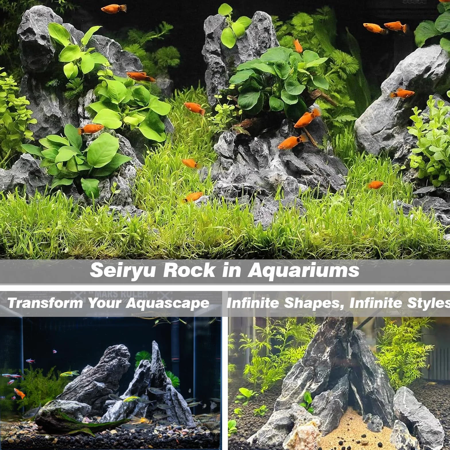 Unocho Piedras para Acuario Seiryu Rock 5kg Rocas Naturales Dragon Stone para paisajismo acuático decoración de Acuario pecera terrario jardín en Miniatura(7,5-20cm)