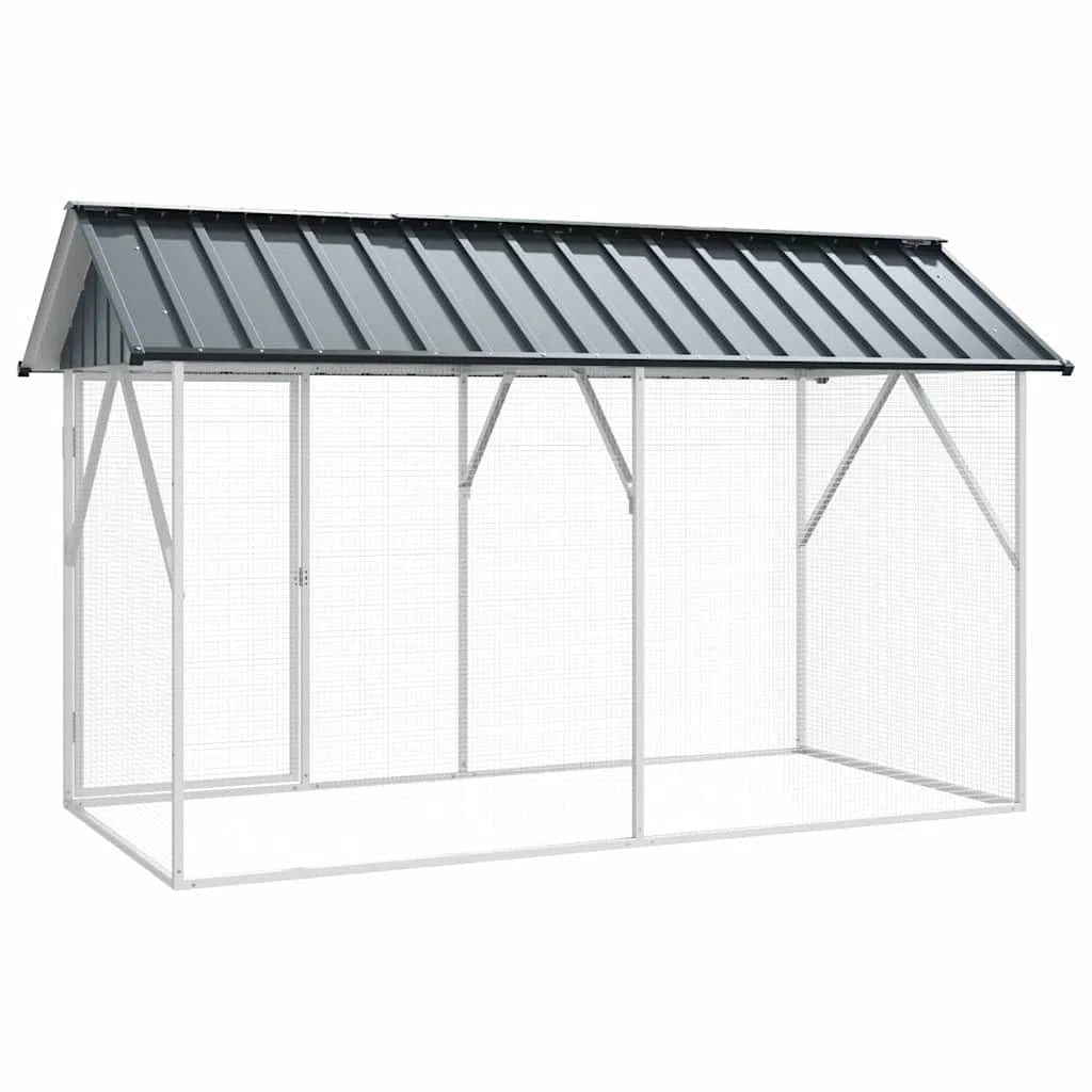 vidaXL Jaula para Aves Antracita 227 x 112 x 141 cm Acero Galvanizado, Refugio de Aves Moderno para jardín y terraza, Jaula Rectangular, hábitat Amplio, Zona Duradera