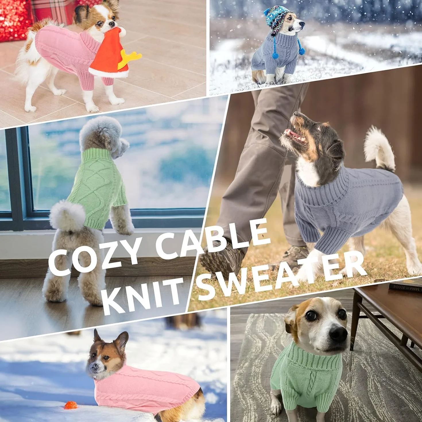 Queenmore Jersey para Perro Grande Bouledogue Francés Cálido Suéter para Perros Suéter Chihuahua Abrigo Teckel Ropa de Invierno para Perro Gato, Lila,XL