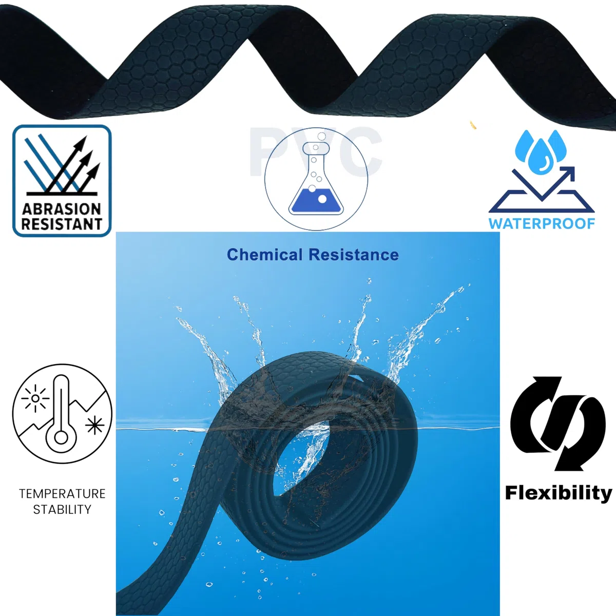 Correa para Perro Manos Libres, Impermeable, Hecha en España, Hebilla de Aluminio, Cinta Recubierta de PVC, Ajustable para Perros Pequeños, Medianos y Grandes. Negro. 2cm * (125cm-225cm).