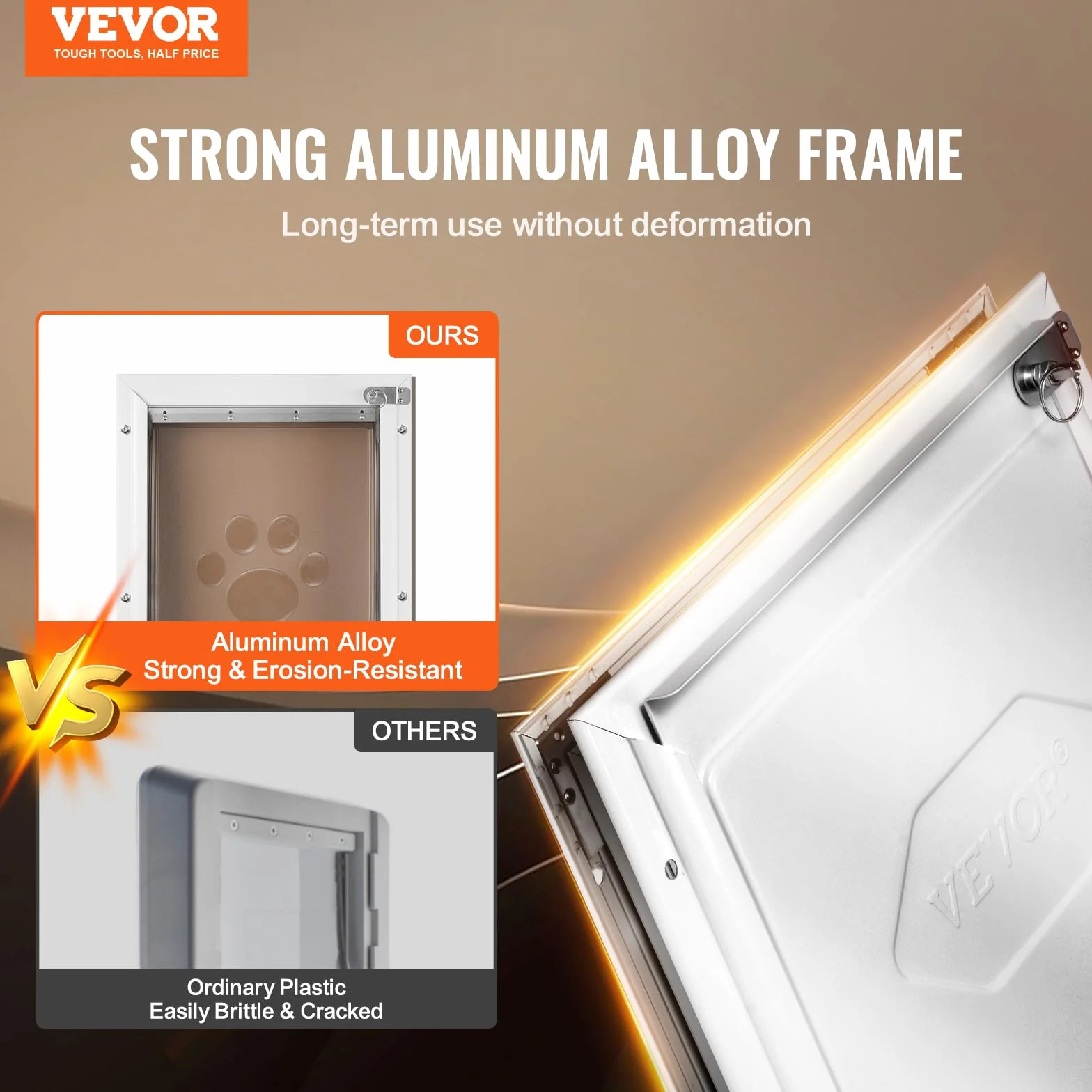 VEVOR Puerta para Mascotas Fuerte y Duradera, Marco de Aluminio, Panel de Cierre de Metal, Adecuada para Perros Interiores y Exteriores