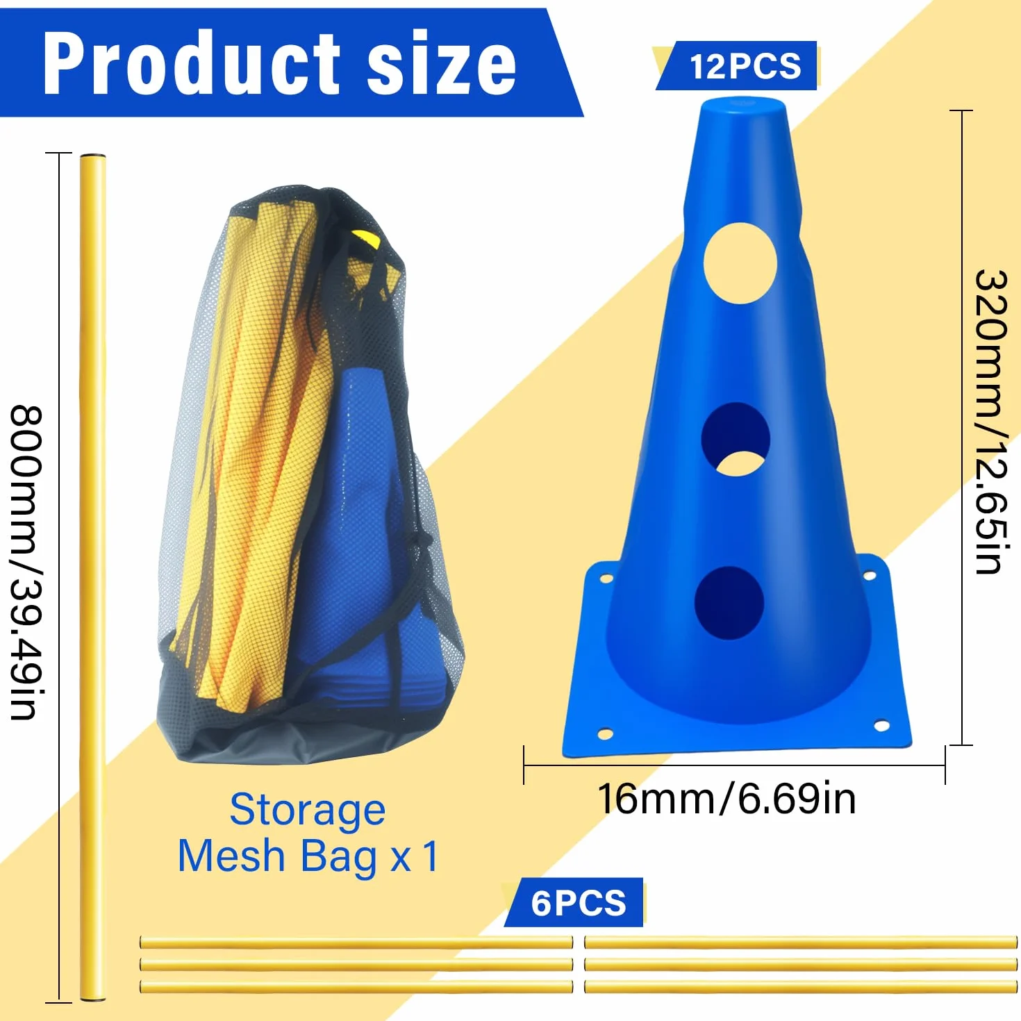 Accesorios de Entrenamiento de Agilidad para Perros y Caballos 5 Set Agility Set Perros Barreras Juego de Obstáculos Niños 23cm para Entrenamiento de Animales y fútbol (Azul 32cm 6Set)