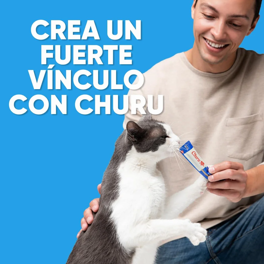 INABA Churu Hairball Control, Snack Cremoso para Gatos contra Las Bolas de Pelo, con Atún, Pollo y Salmón, Puré Suave con Fibra Añadida, Rico en Omega 3 y 6, Alto Contenido en Humedad, 60 Tubos x 14g