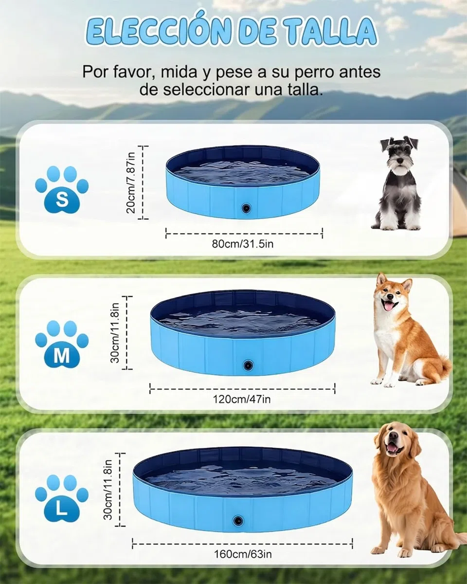 Piscina Plegable para Perros y Mascotas, Bañera Antideslizante de PVC Resistente, Piscina Portátil para Perros Grandes y Pequeños, Piscina Infantil para Jardín y Exterior,120 x 30 cm
