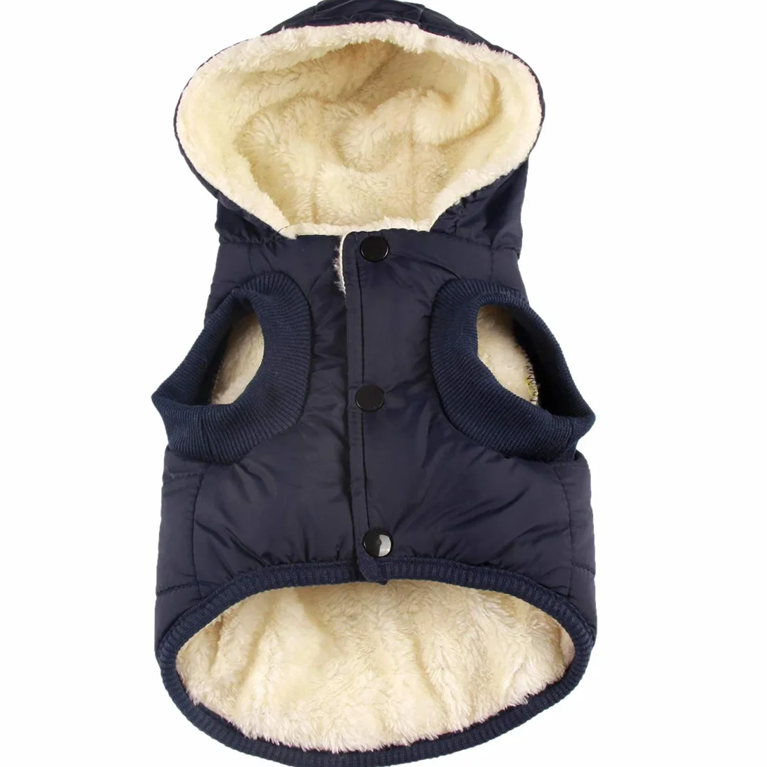 JoyDaog - Sudadera con capucha para perro con forro polar cálido en invierno, chaqueta con capucha para perros pequeños, color azul, talla M