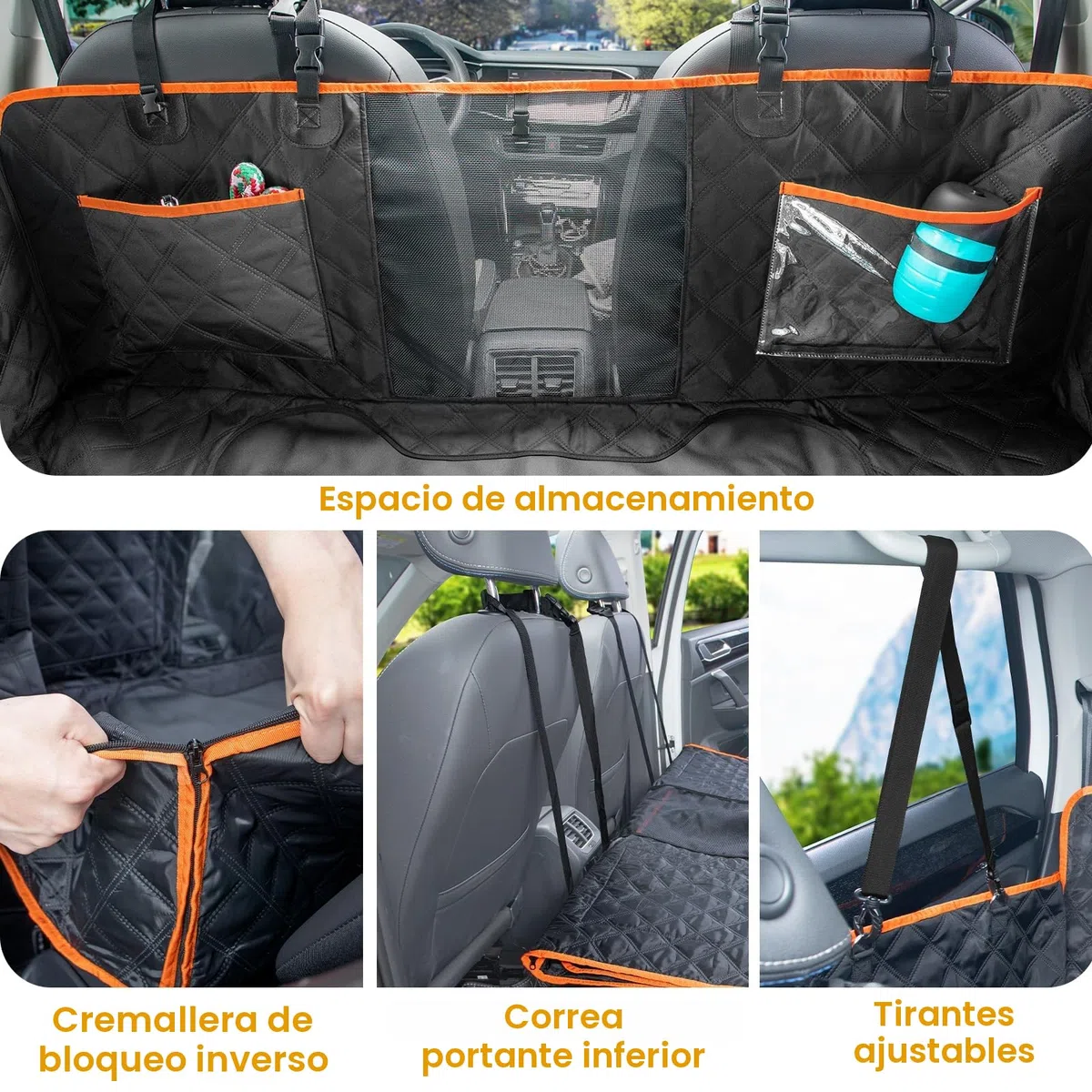 Pecute Extensor de Asiento de Coche para Perros,Funda de Asiento Trasero para Mascotas, para Viajes por Carretera,Almacenamiento en el Coche,Adecuado para SUV y Camiones,hasta 180 kg