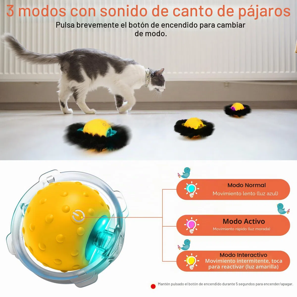 Iokheira Juguete para Gatos Adultos de Interior, Juguete Interactivo automático para Gatos-Recargable Juguetes Gatos Estimulacion, Juego de atrapar Ratones San Valentín (Amarillo)