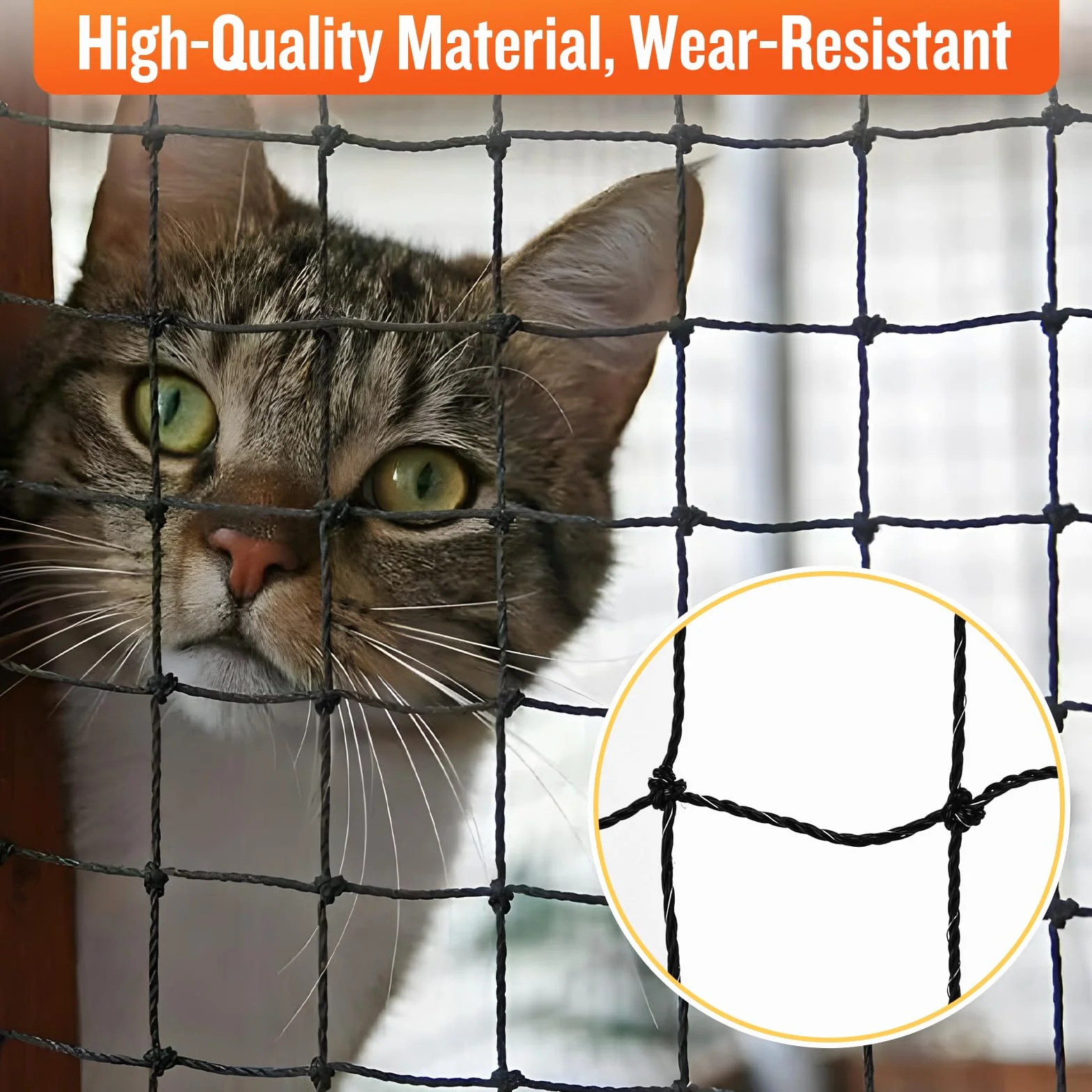 CENOVE Red para Gatos Reforzada con Alambre, 8x3m Red Protección para Gatos Terraza de sin Taladro para Balcones, Ventanas, Tragaluces y Puertas