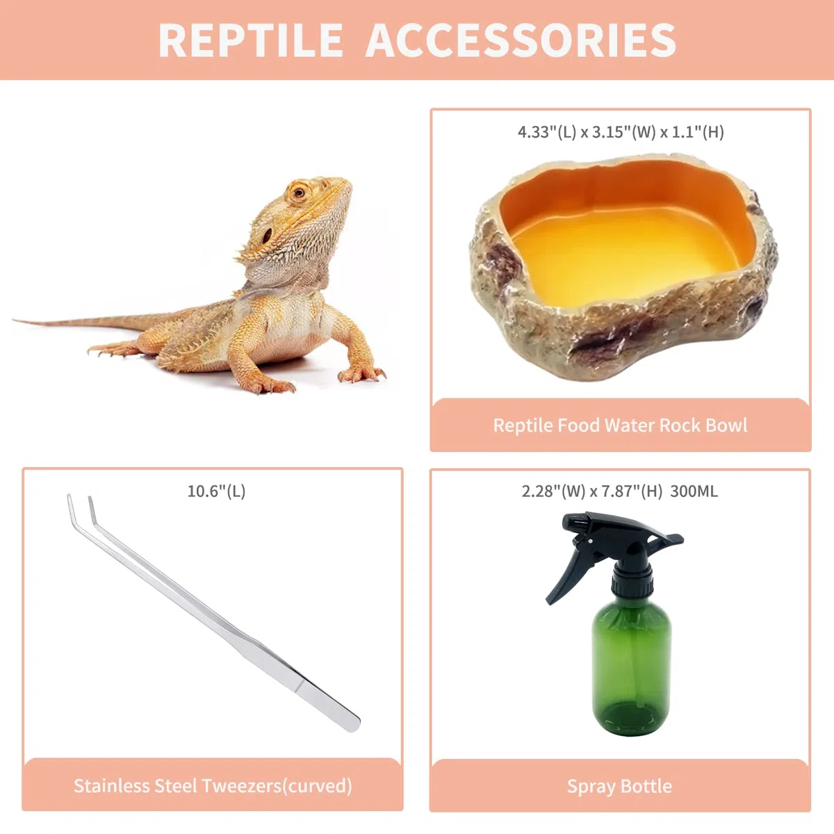 Set de Terrario Reptile PC, Tanque Reptil 50 x 25 x 20 cm con ventilación de Pantalla de Puerta corredera Superior para Reptiles, Anfibios e invertebrados
