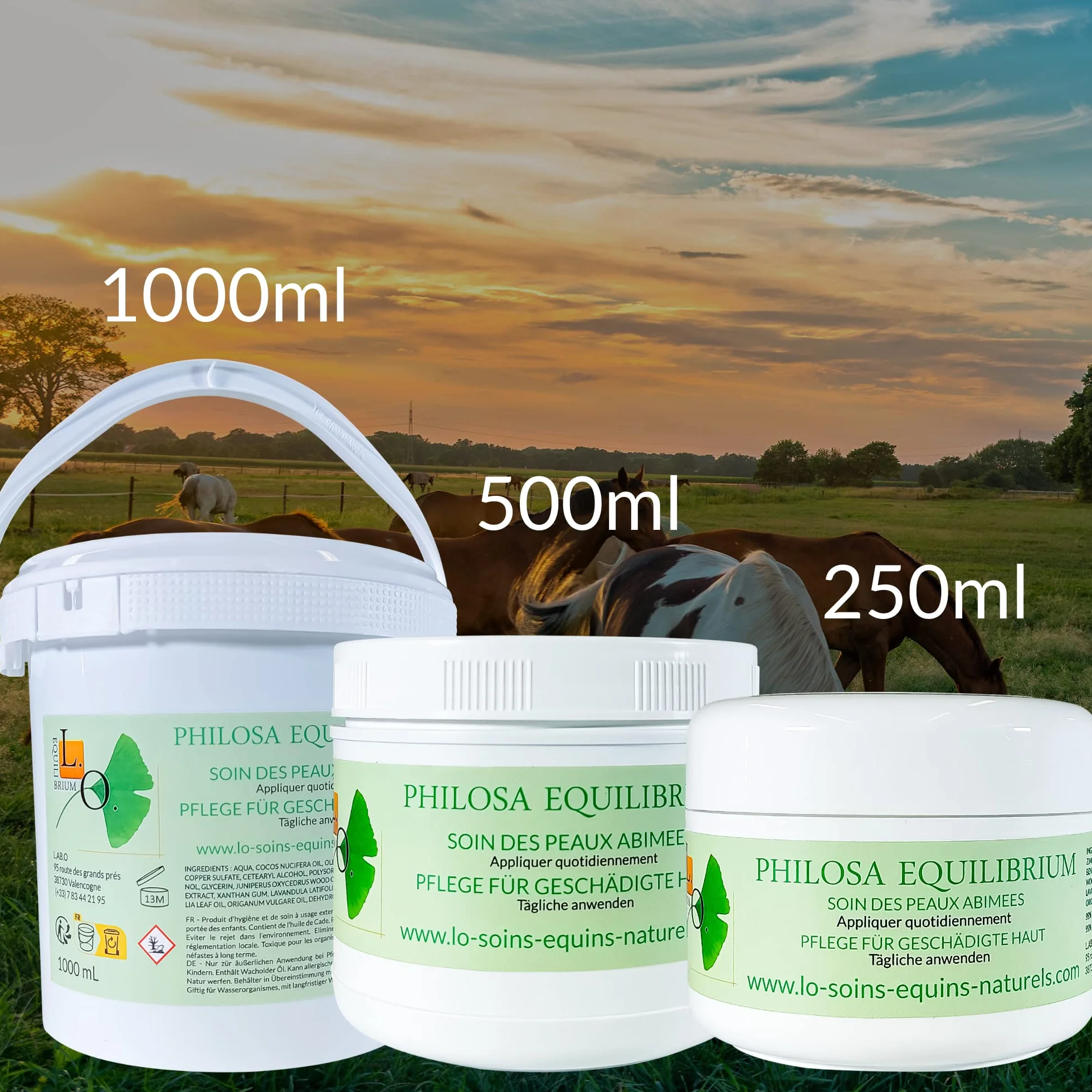 Philosa Equilibrium – Cuidado, bálsamo natural de las pieles dañadas (Gale de Lodo,...) para caballos – A base de plantas, caléndula, árbol de té, lavanda, orégano, aceite de Cade (250 ml)