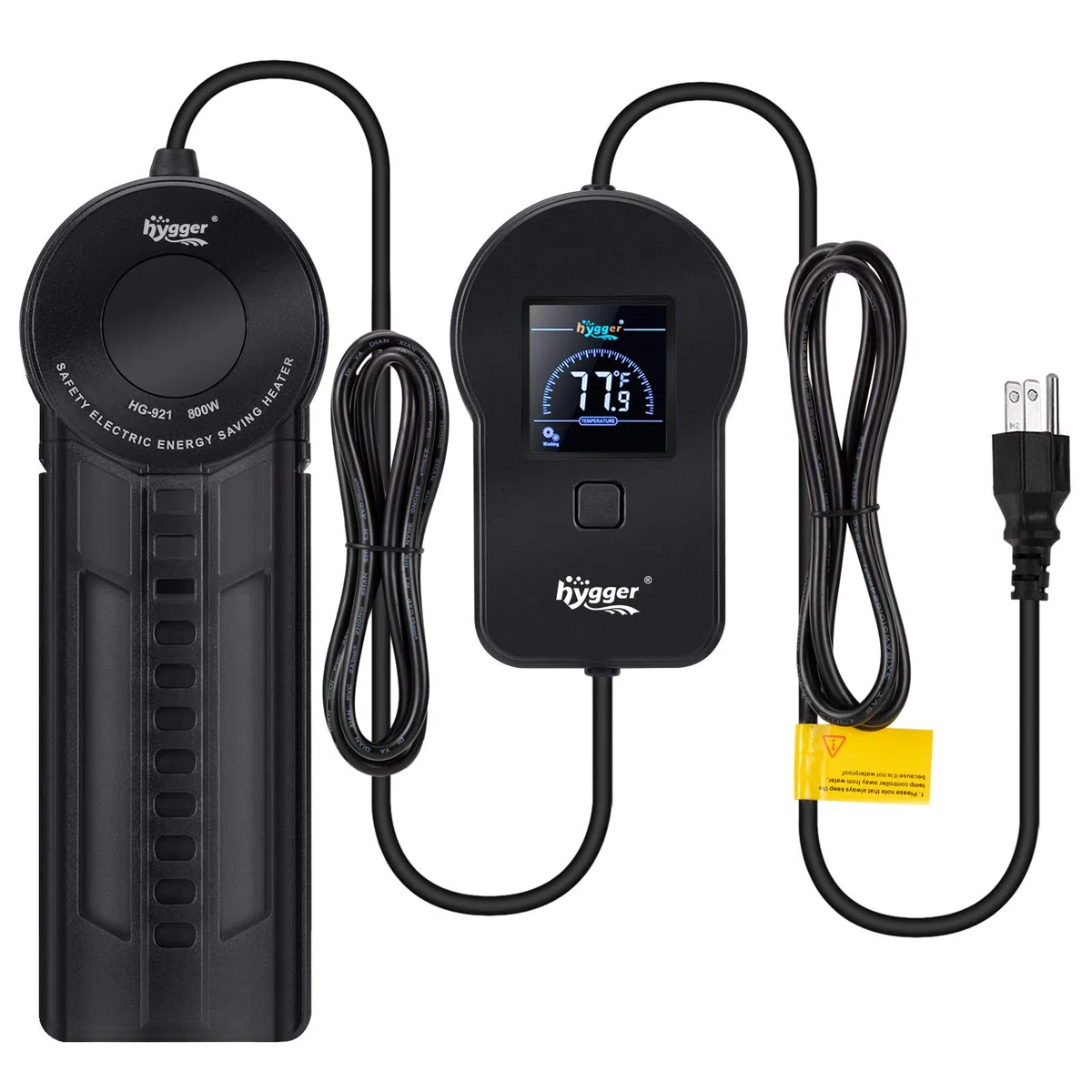 hygger Conductor de Acuario 800W, Calentador de Agua de Acuario Subacuático con Controlador de Temperatura Digital LED de Color Externo (800W)